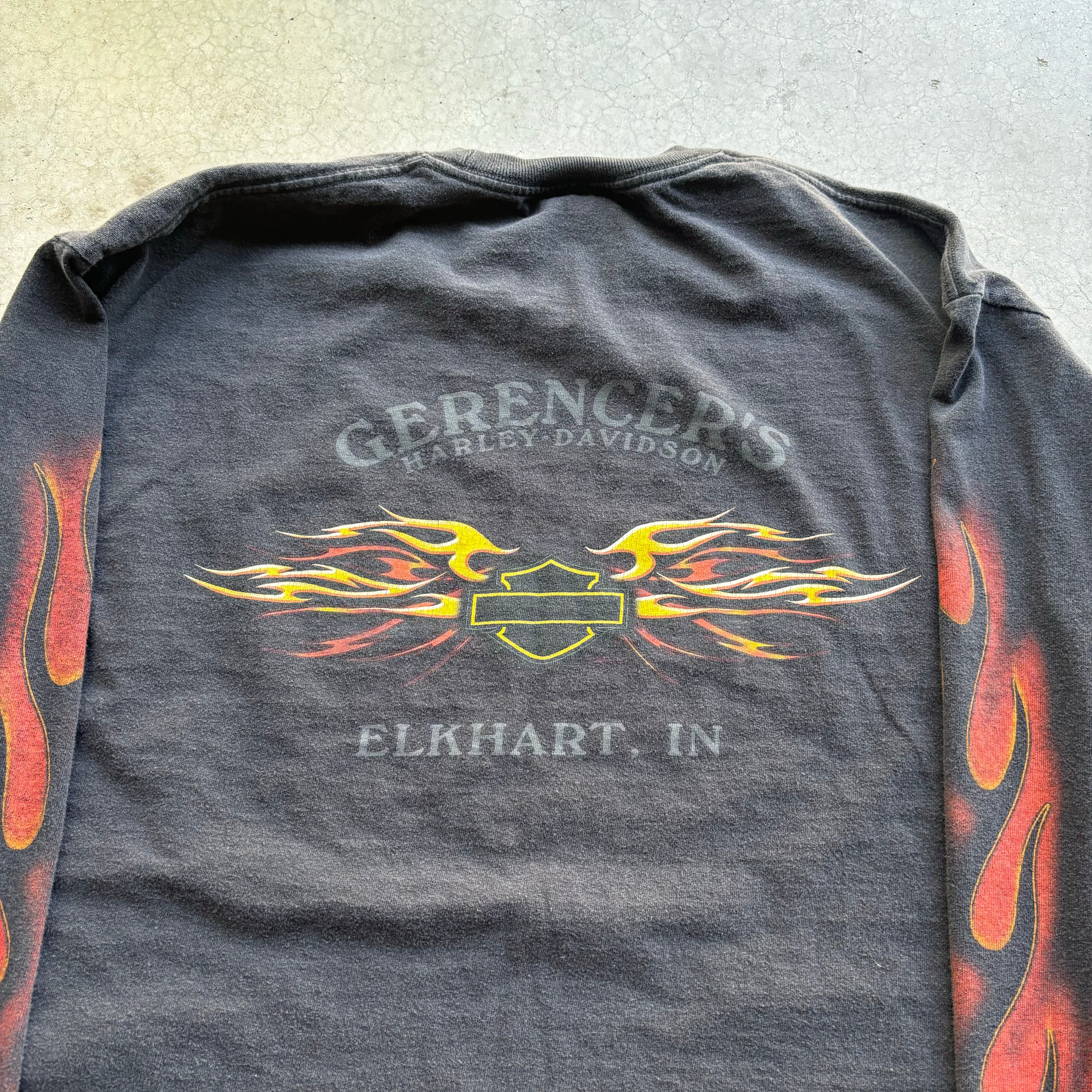 00s HARLEY DAVIDSON FLAMES LONGSLEEVE - XL