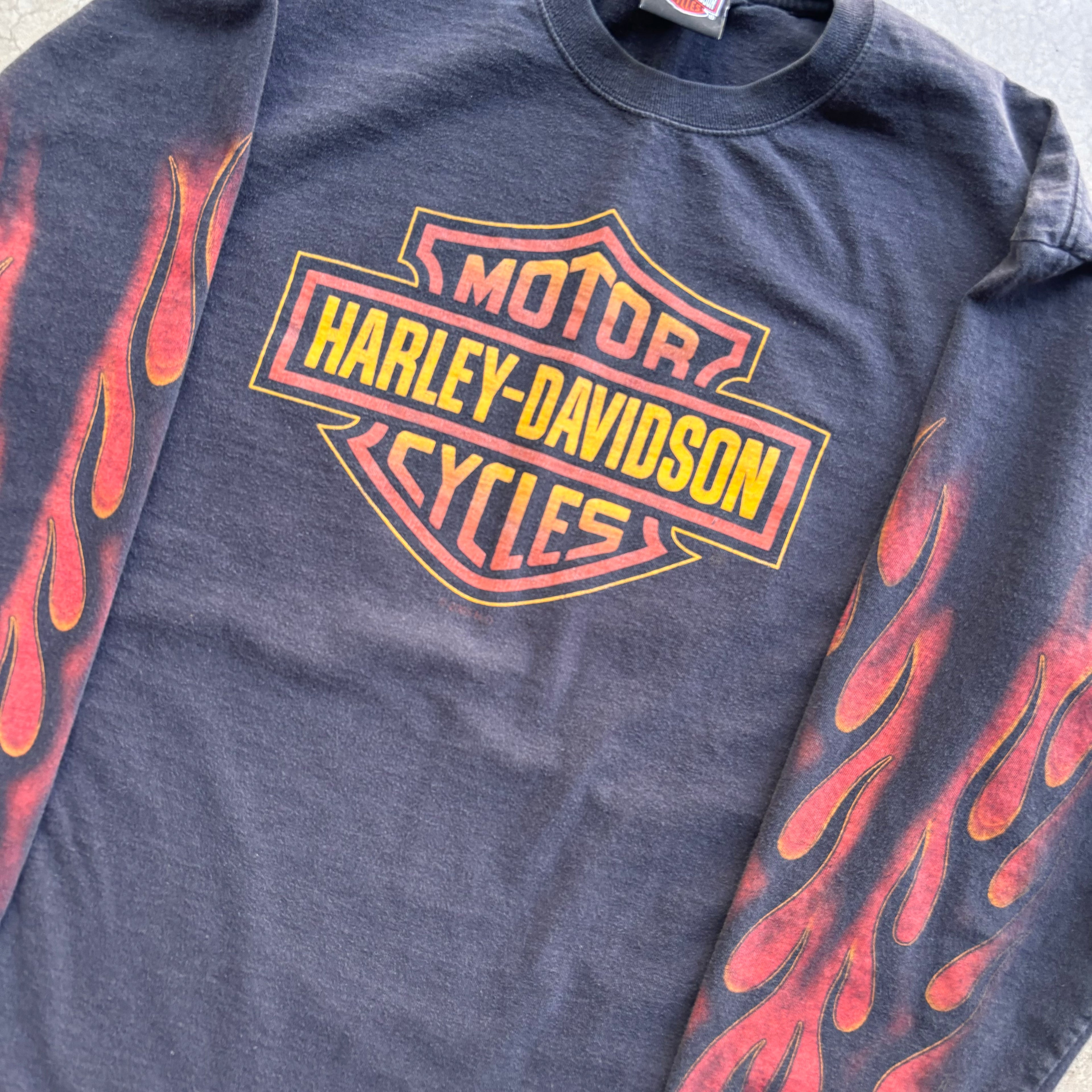 00s HARLEY DAVIDSON FLAMES LONGSLEEVE - XL