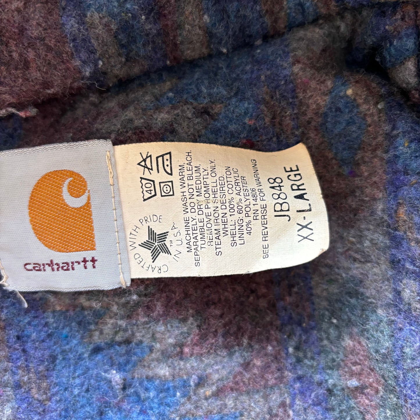 VINTAGE DENIM CARHARTT HOODIE JACKET - XXL