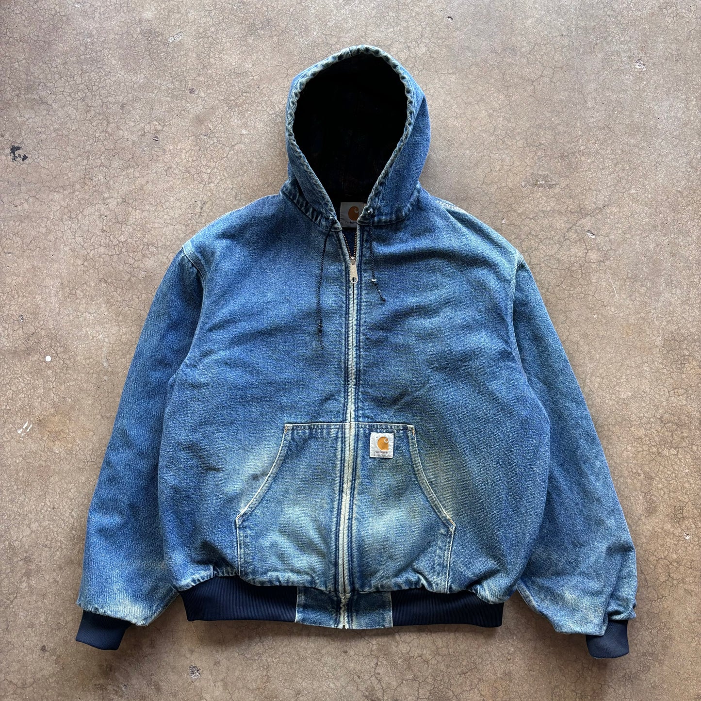 VINTAGE DENIM CARHARTT HOODIE JACKET - XXL