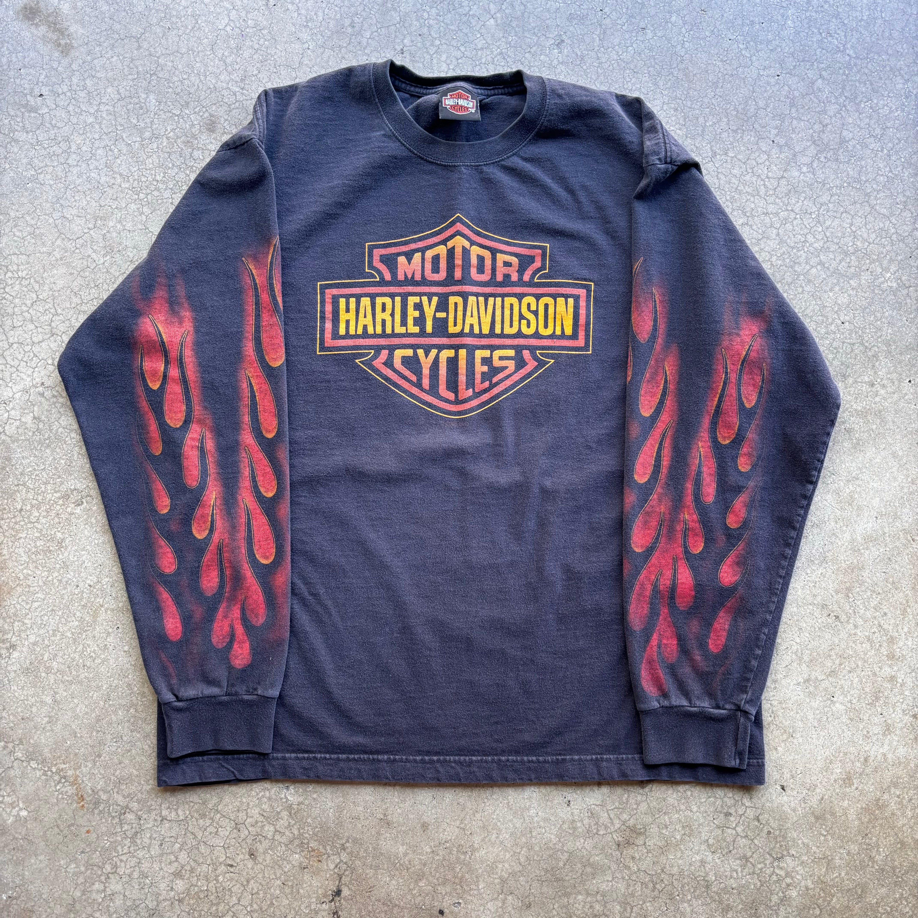 00s HARLEY DAVIDSON FLAMES LONGSLEEVE - XL