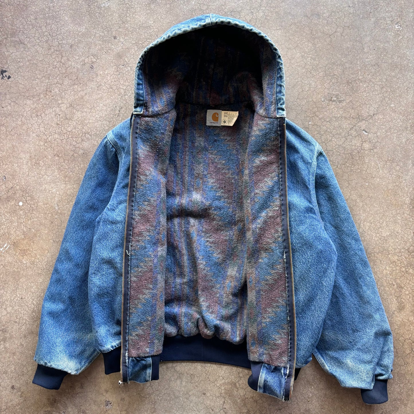 VINTAGE DENIM CARHARTT HOODIE JACKET - XXL