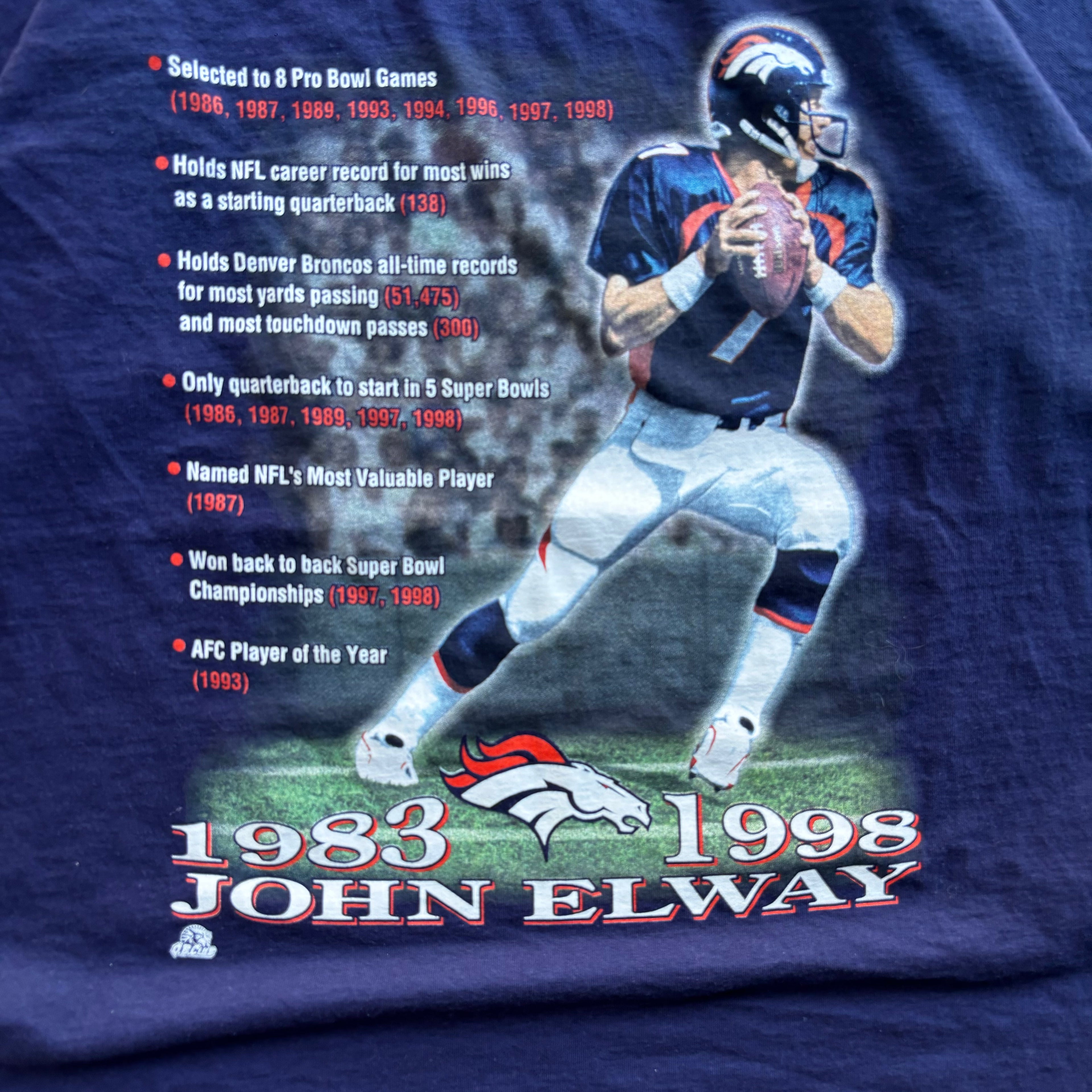 90s JOHN ELWAY BRONCOS TEE - L