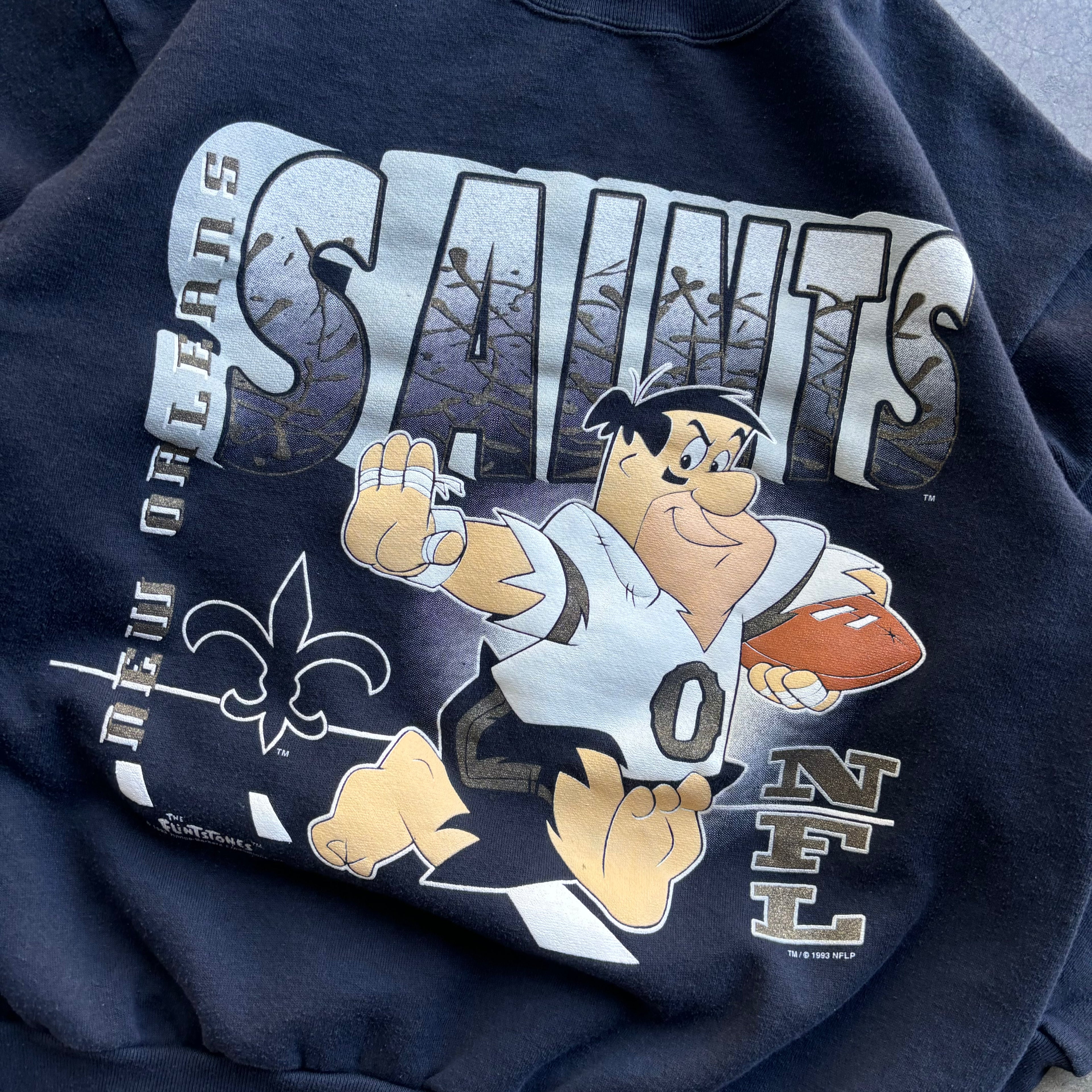 90s NEW ORLEAN SAINTS FLINTSTONES CREWNECK - XL