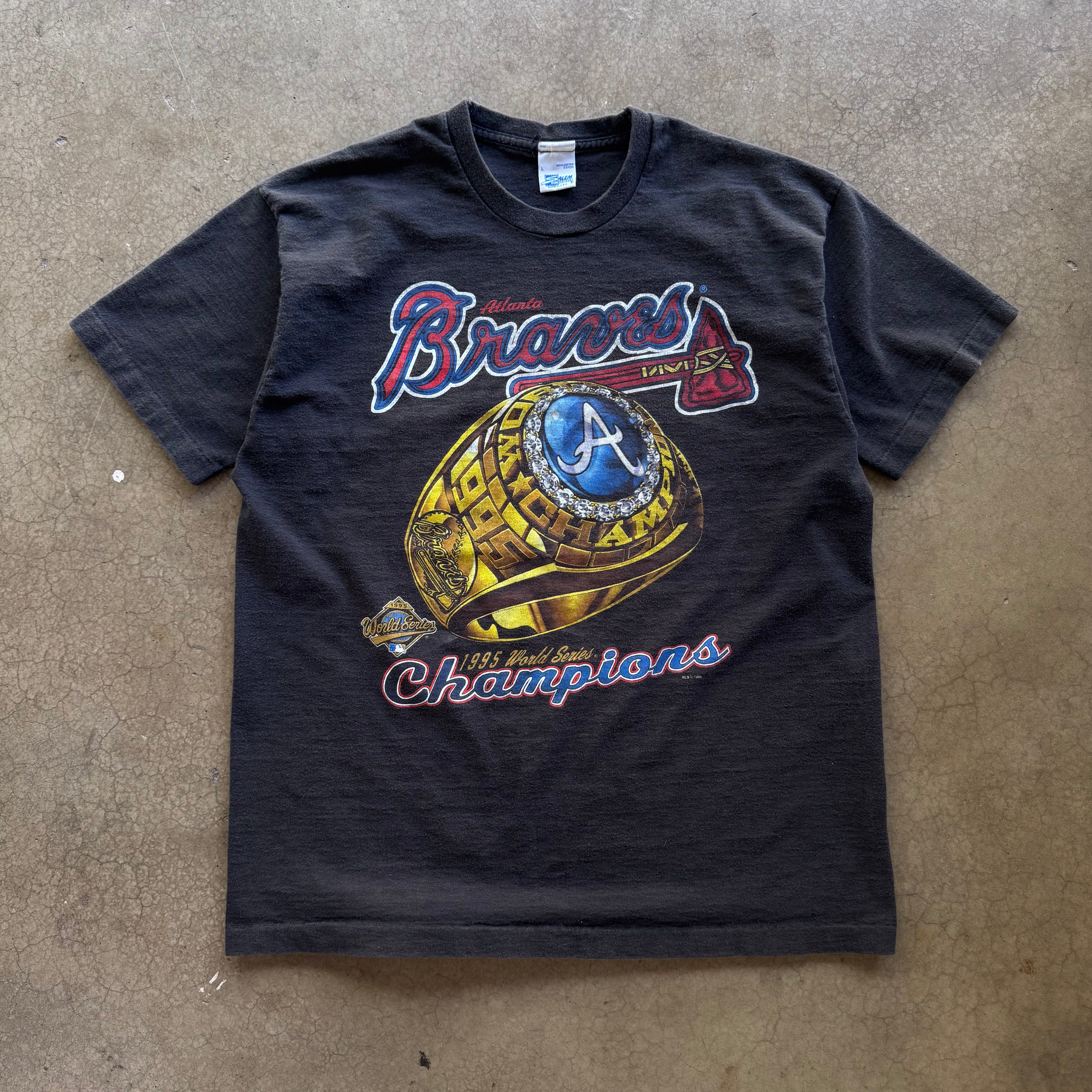 90s ATLANTA BRAVES RING TEE - L