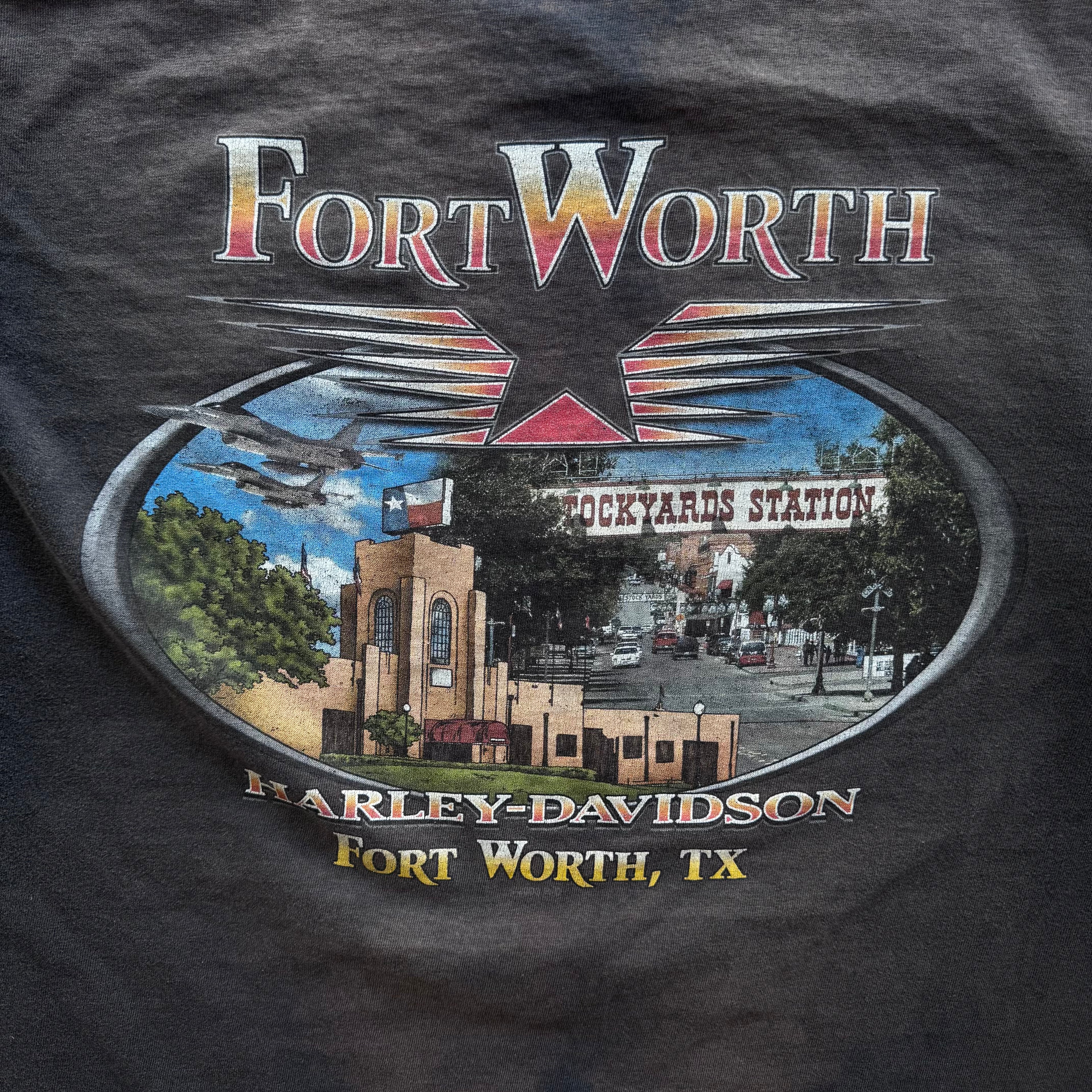 90s HARLEY FLAMES FORT WORTH - L