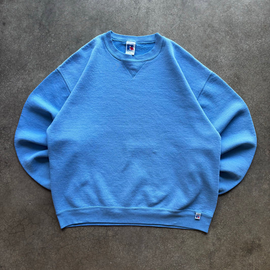 VINTAGE BABY BLUE RUSSEL CREW - L