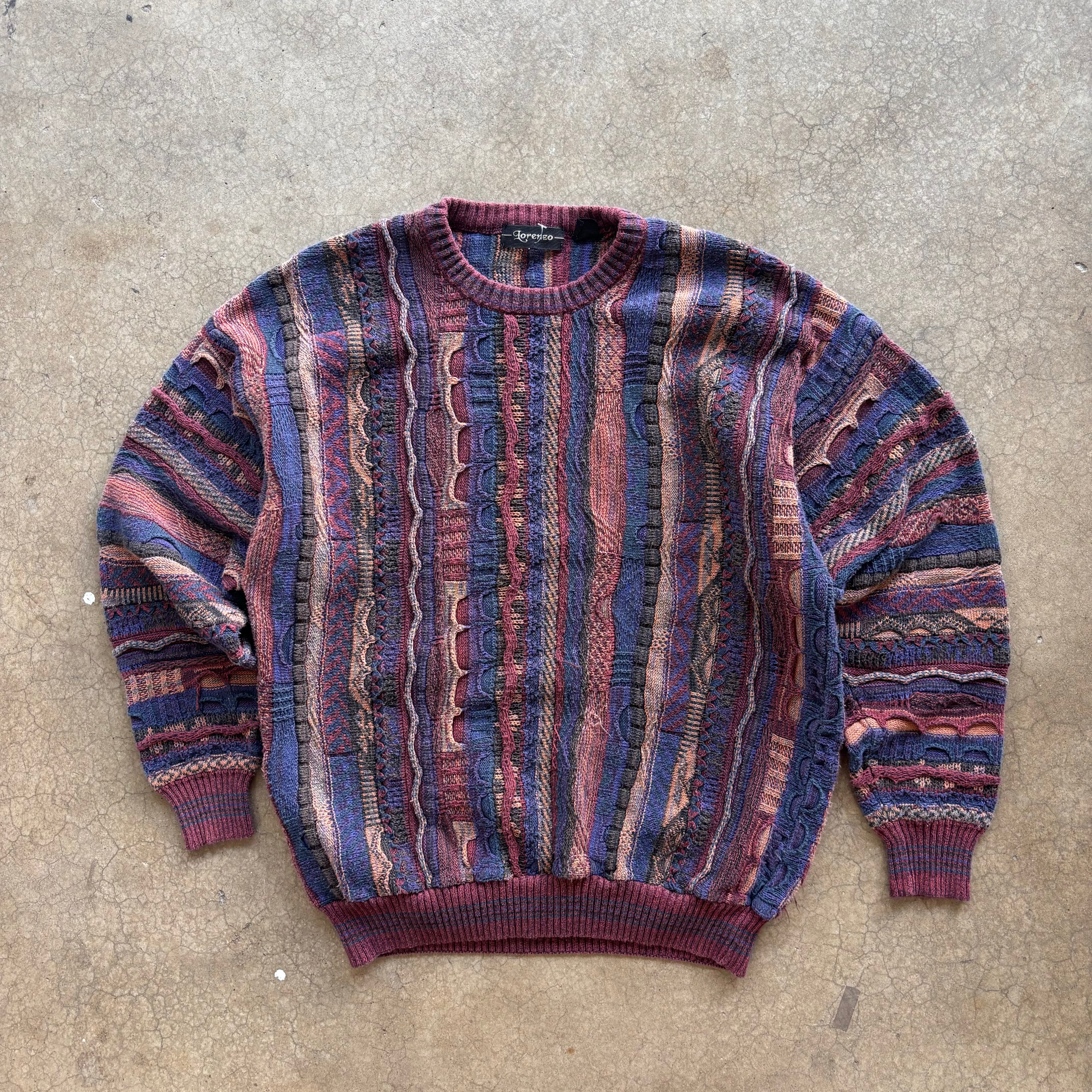 90s LORENZO 3D KNIT SWEATER - L