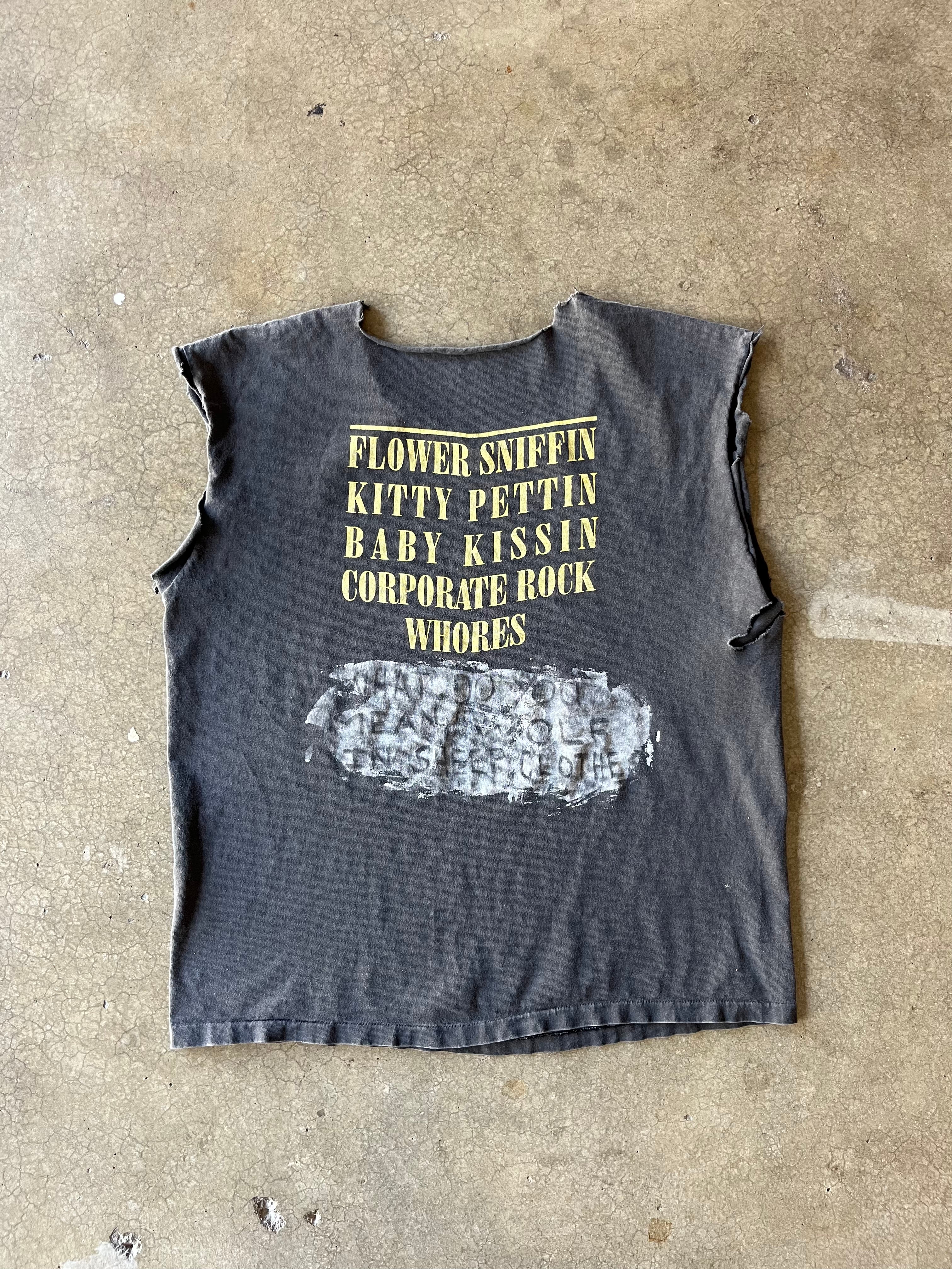 90S NIRVANA SMILEY FACE CUT OFF TEE - L