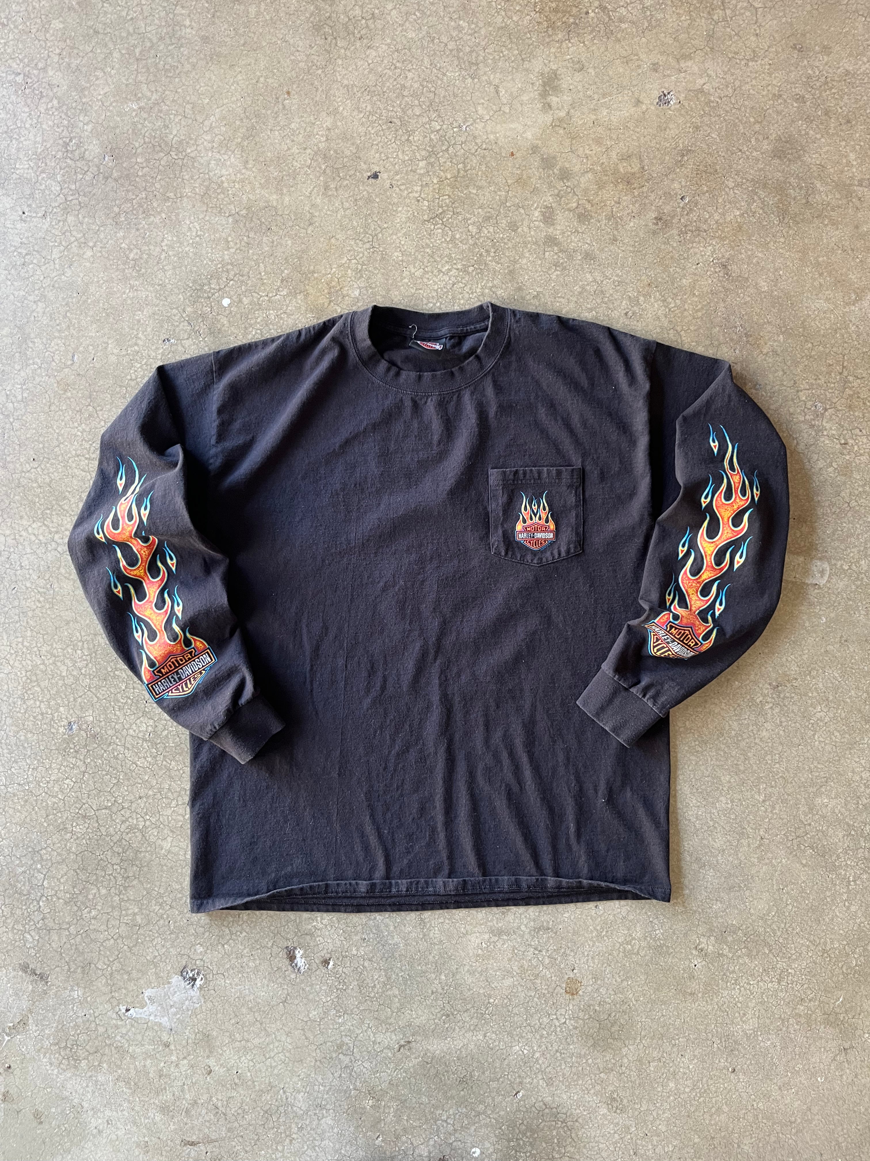 00S HARLEY DAVIDSON WOLVERINE FLAME SLEEVES TEE - XL