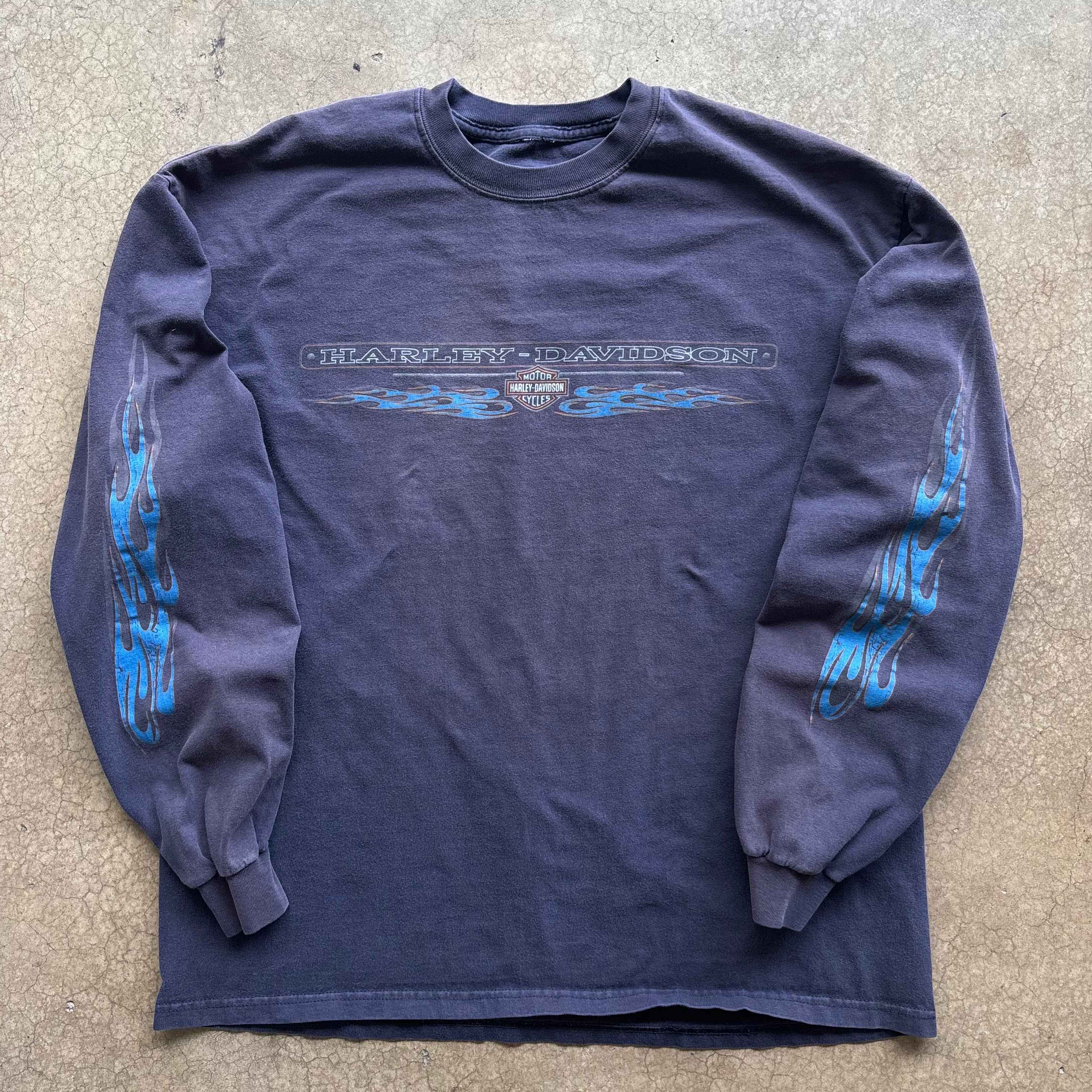 90s HARLEY BLUE FLAMES LS COLORADO - L