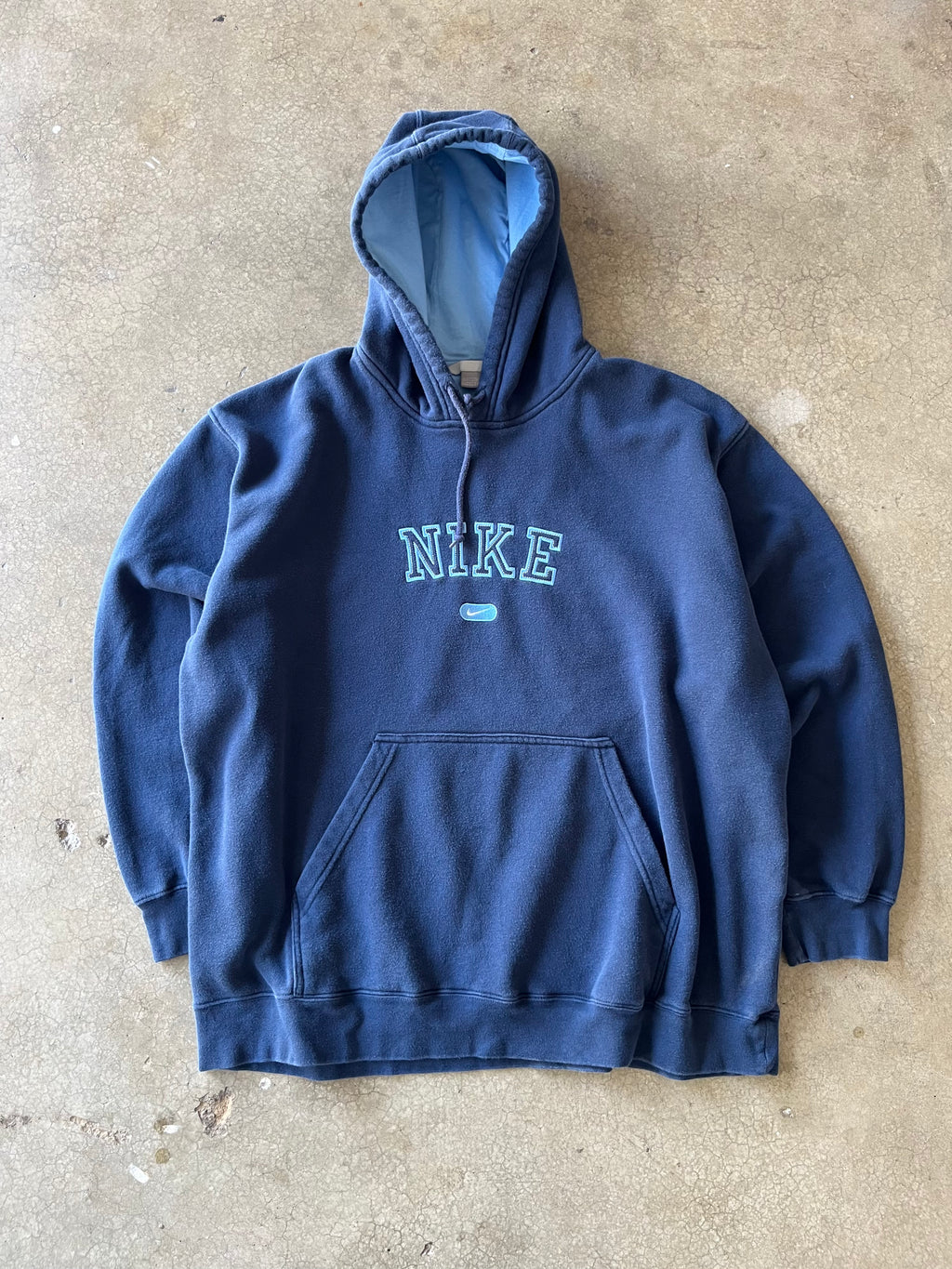 00S NAVY BLUE NIKE SPELL OUT HOODIE - XL