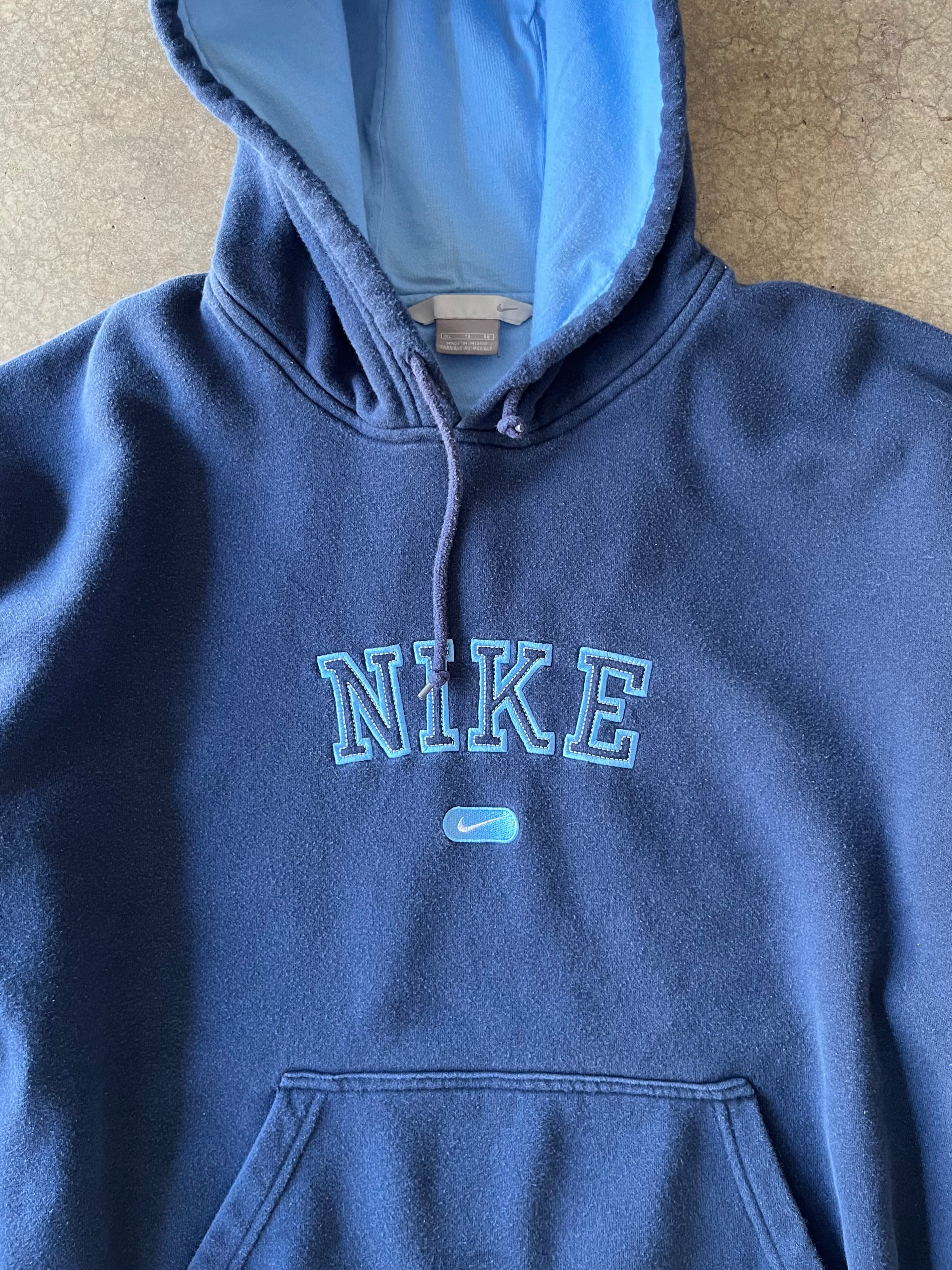 00S NAVY BLUE NIKE SPELL OUT HOODIE - XL