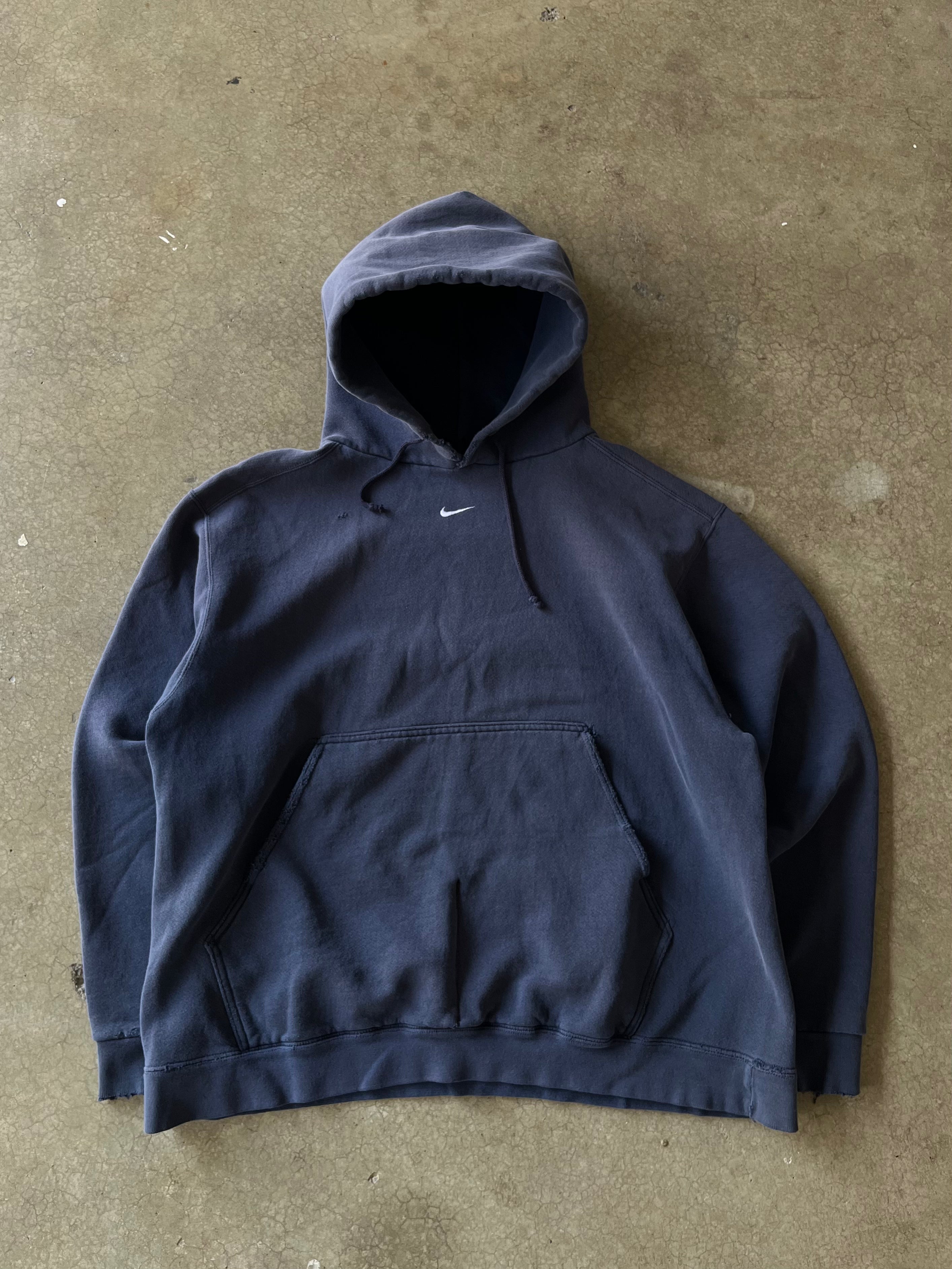 90S NIKE RED TAG CENTER SWOOSH HOODIE - L