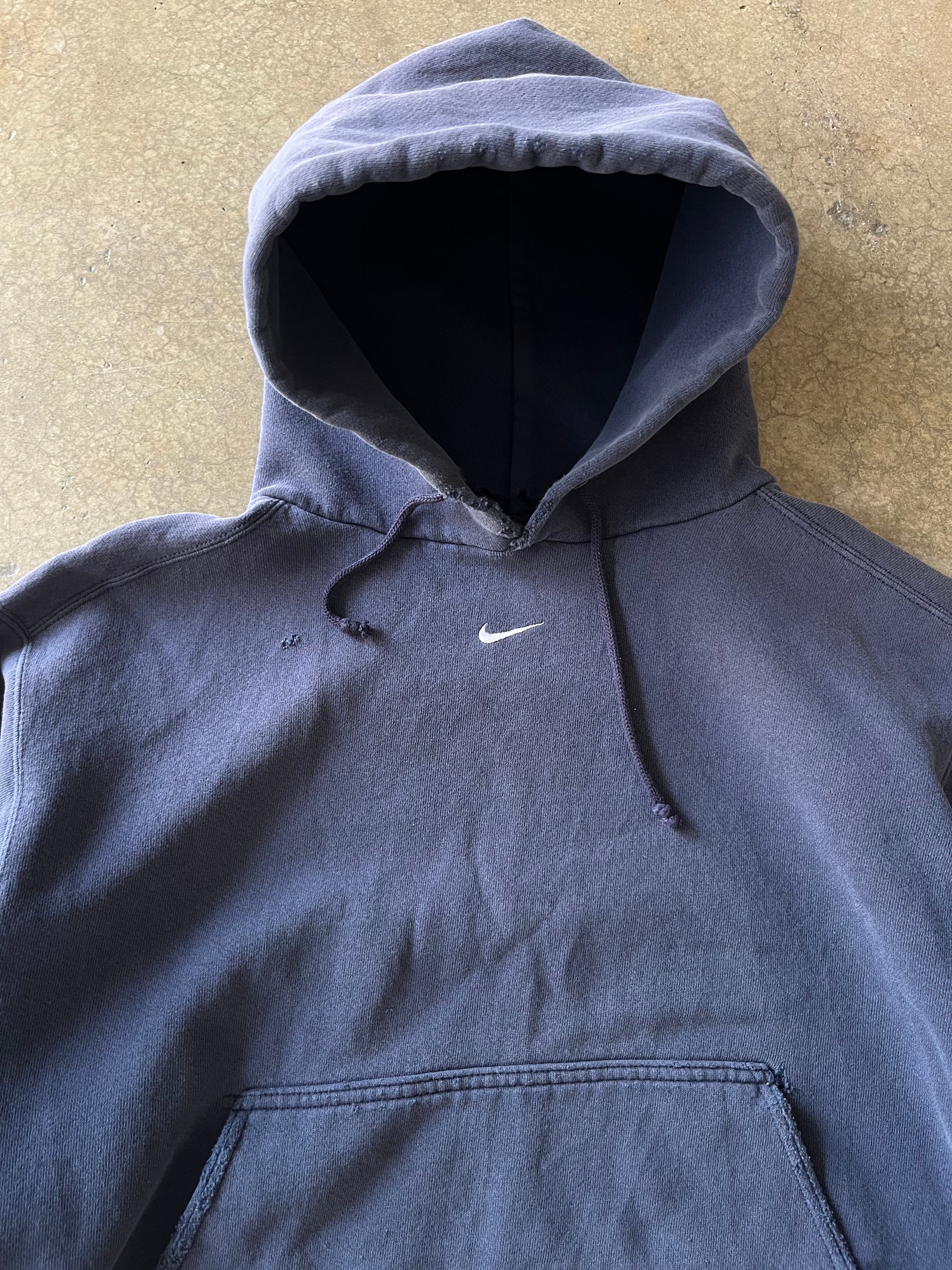 90S NIKE RED TAG CENTER SWOOSH HOODIE - L