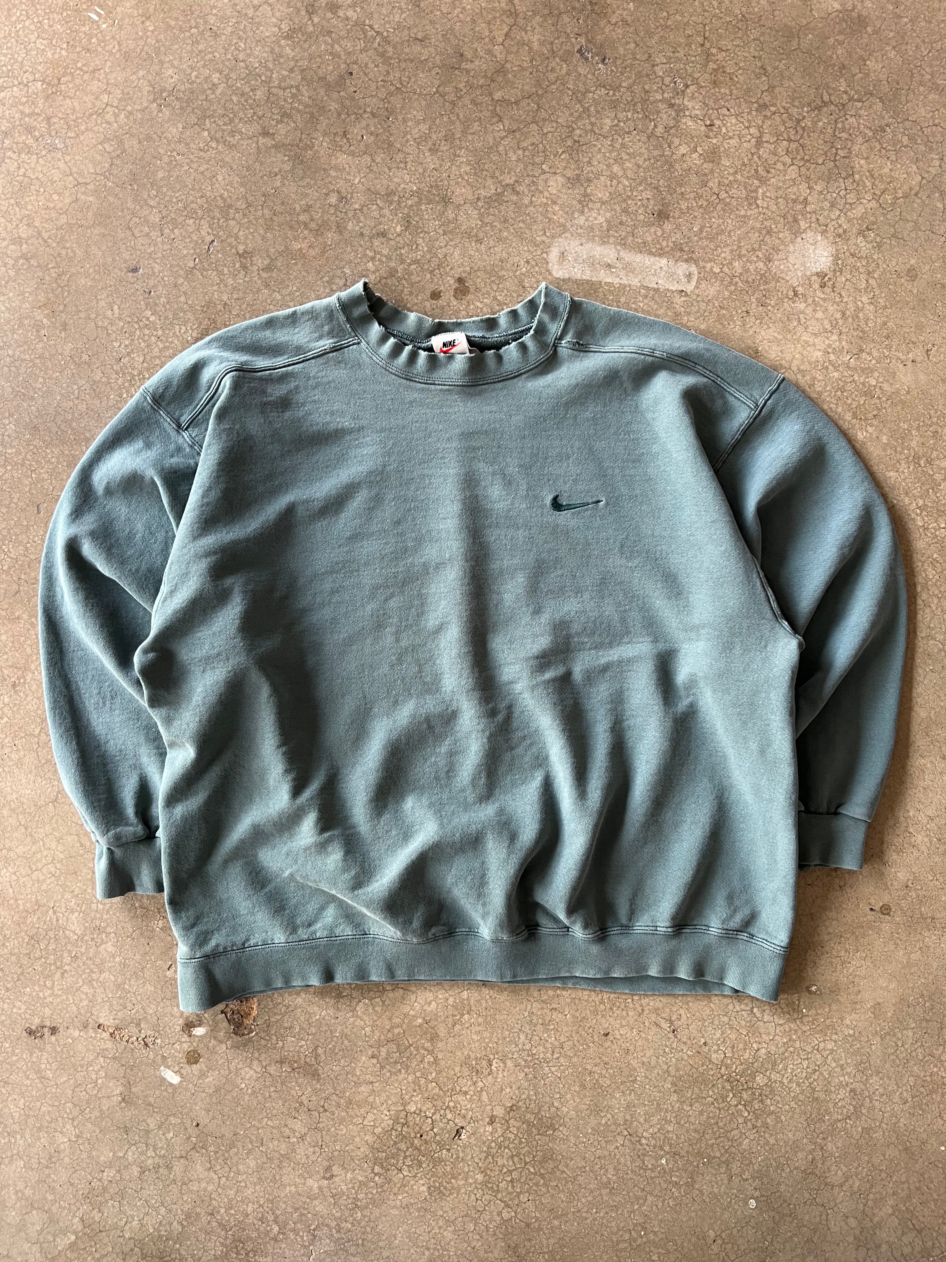 90S NIKE GREEN TONAL CREWNECK - 2XL