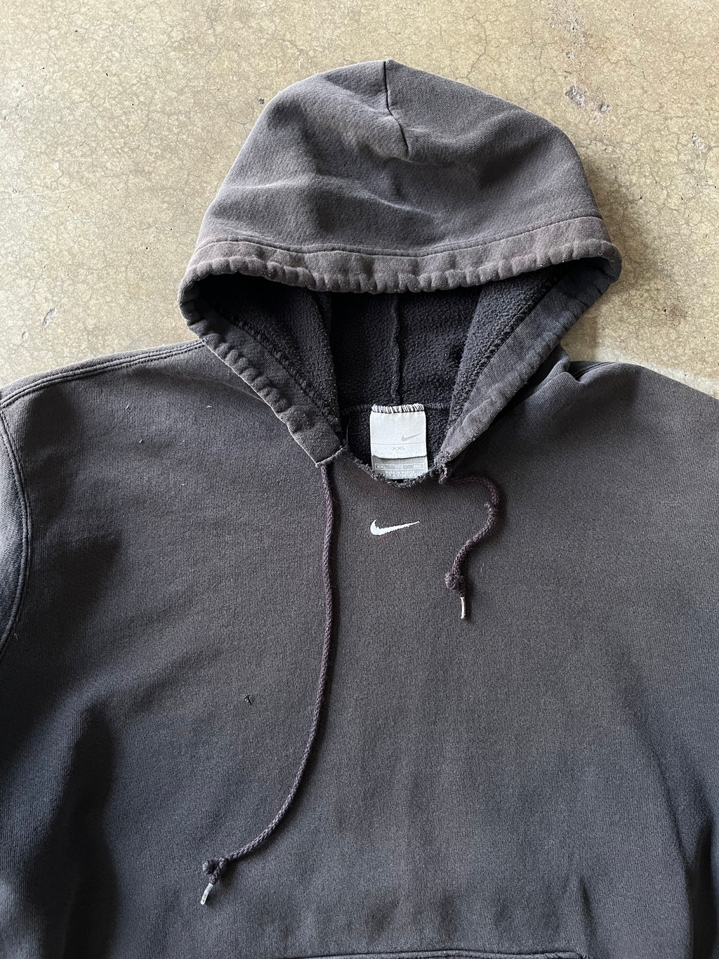 90S NIKE BLACK CENTER SWOOSH HOODIE - 2XL