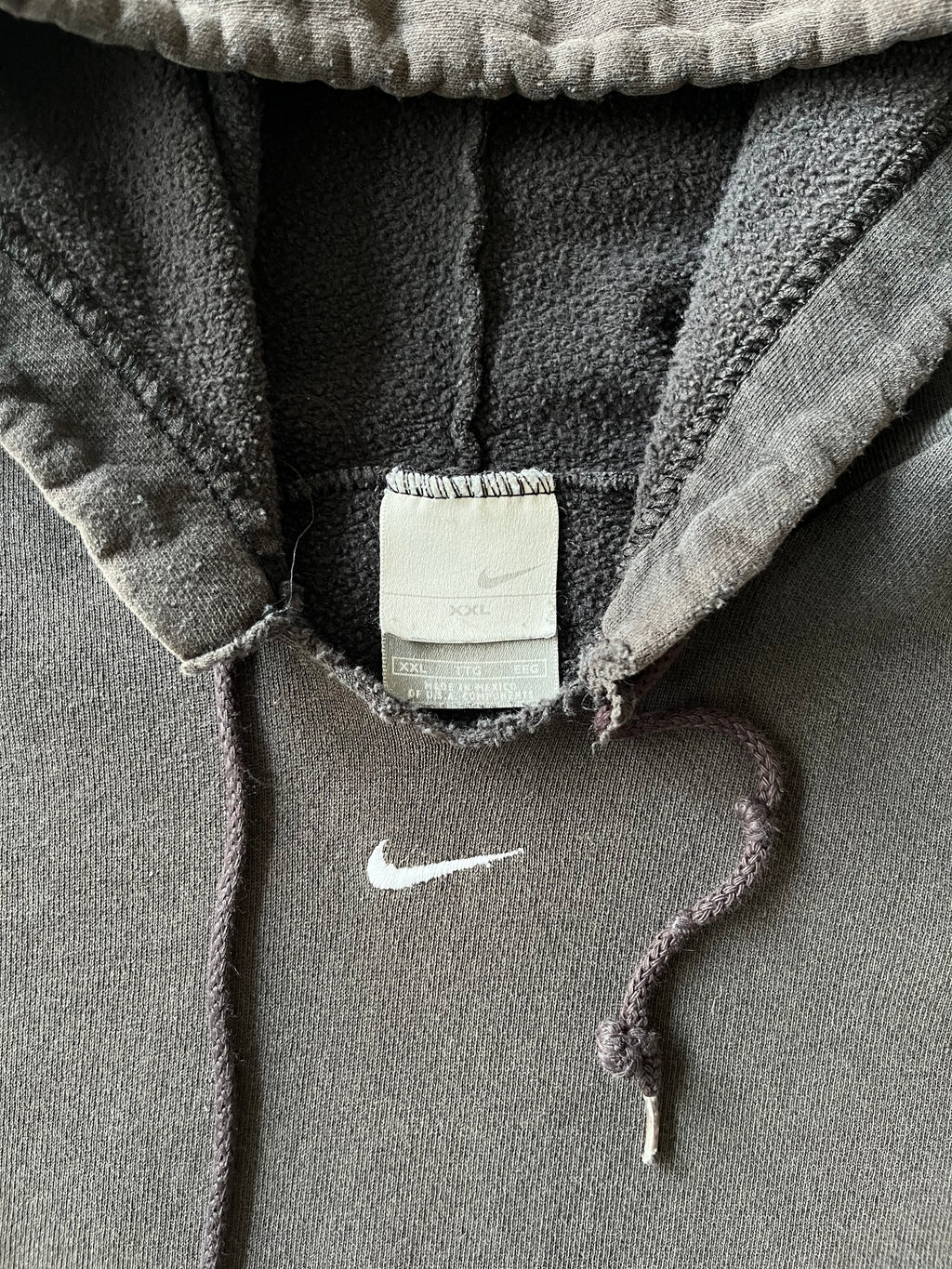 90S NIKE BLACK CENTER SWOOSH HOODIE - 2XL