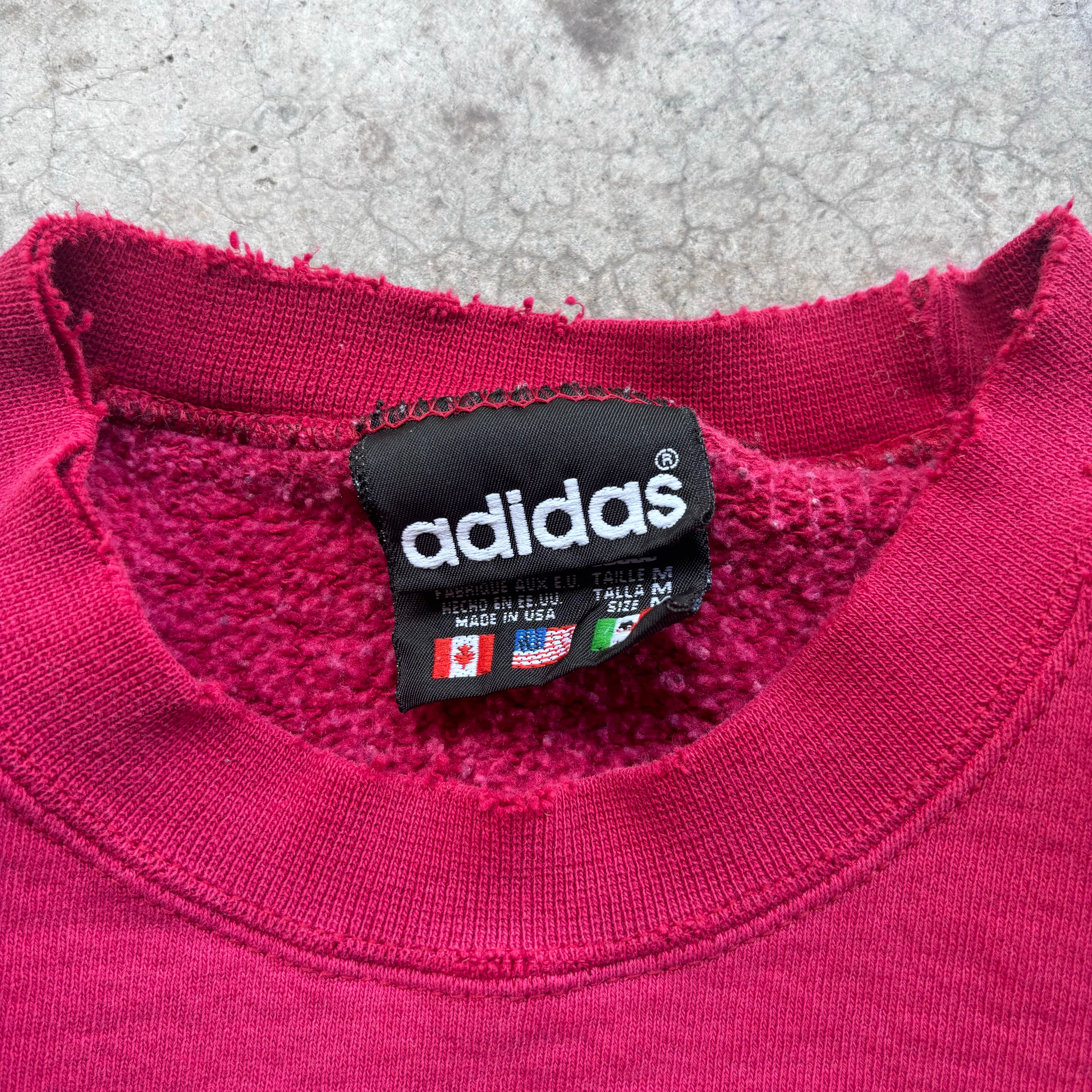 90s RED ADIDAS CREWNECK - M