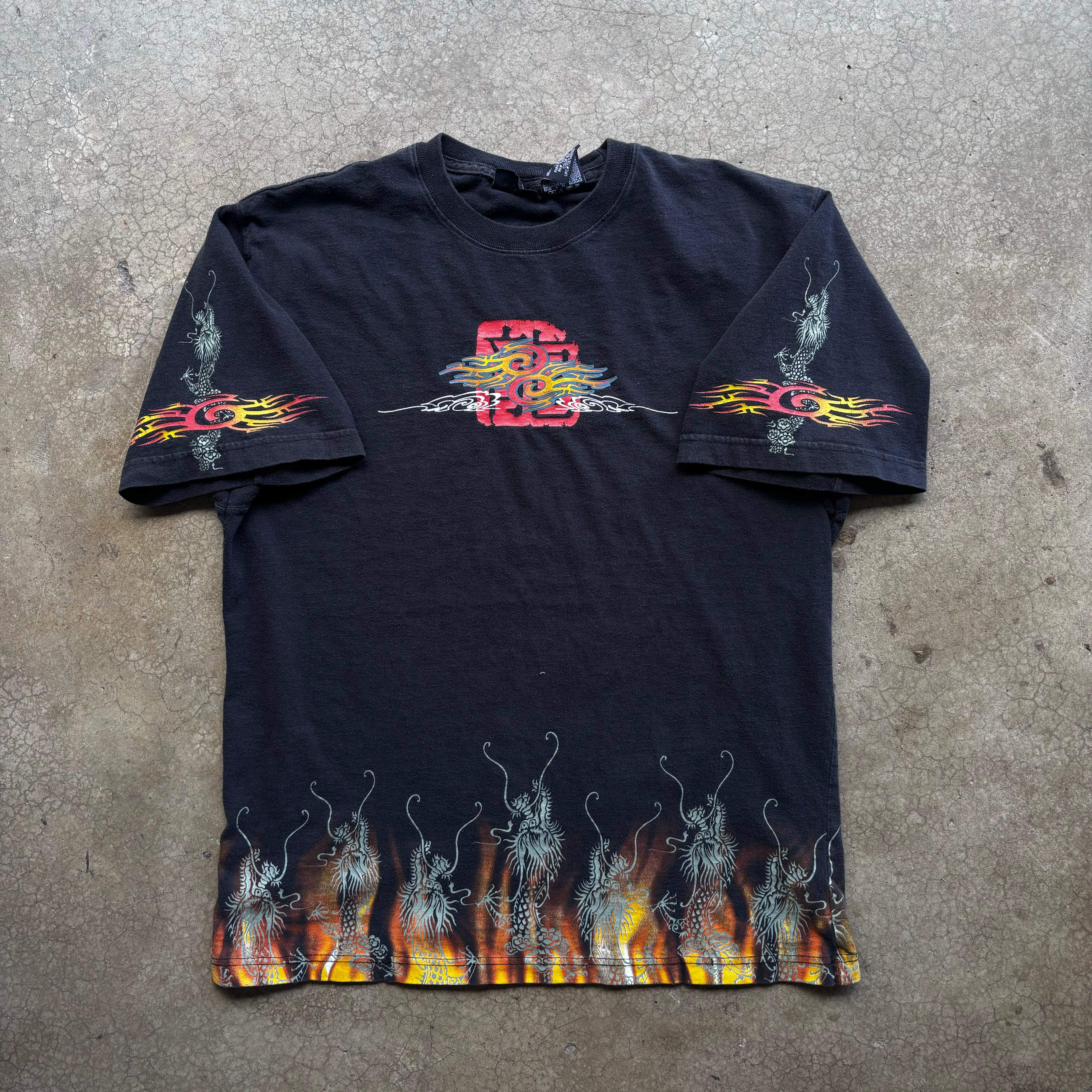 00s DRAGON FLAMES TEE - L