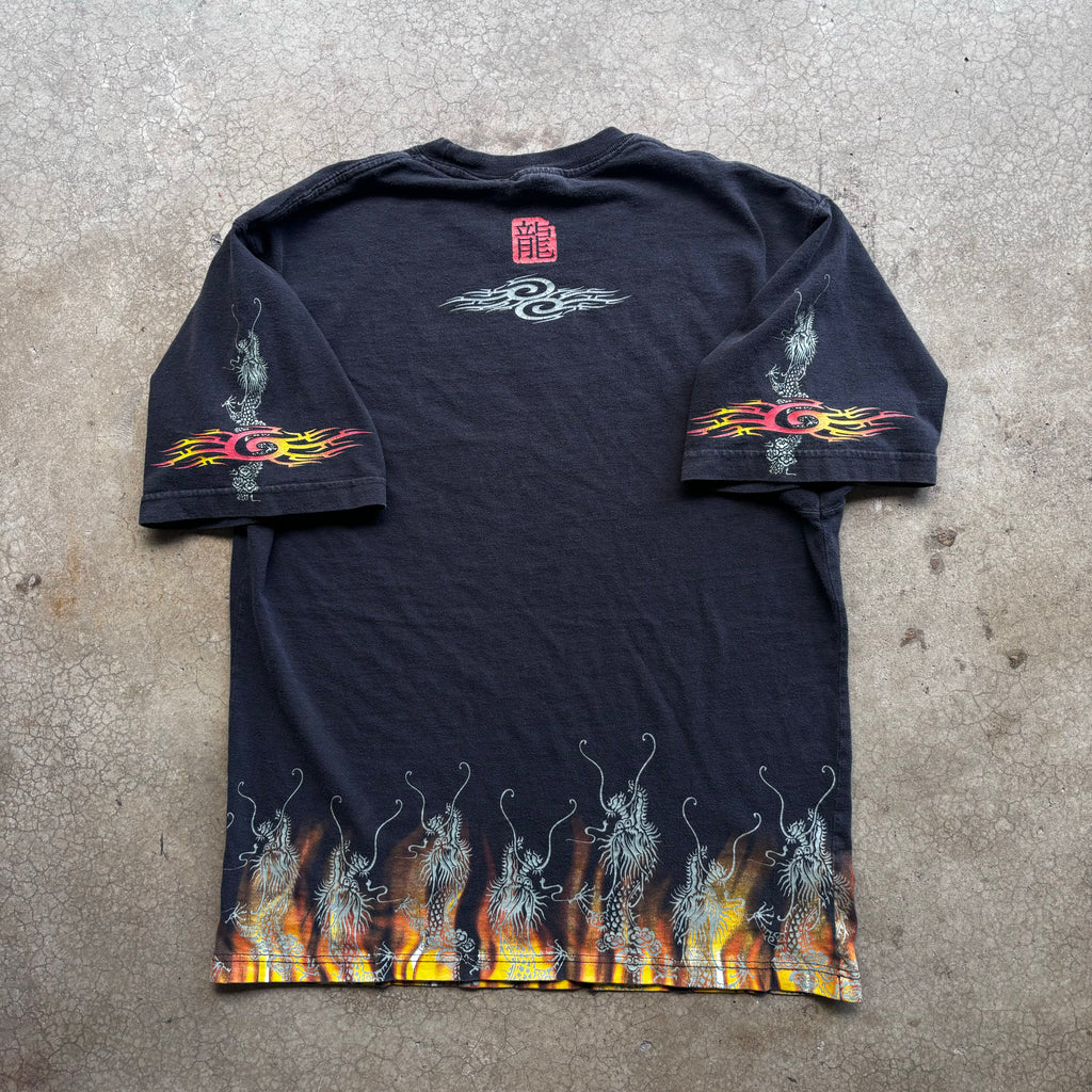 00s DRAGON FLAMES TEE - L