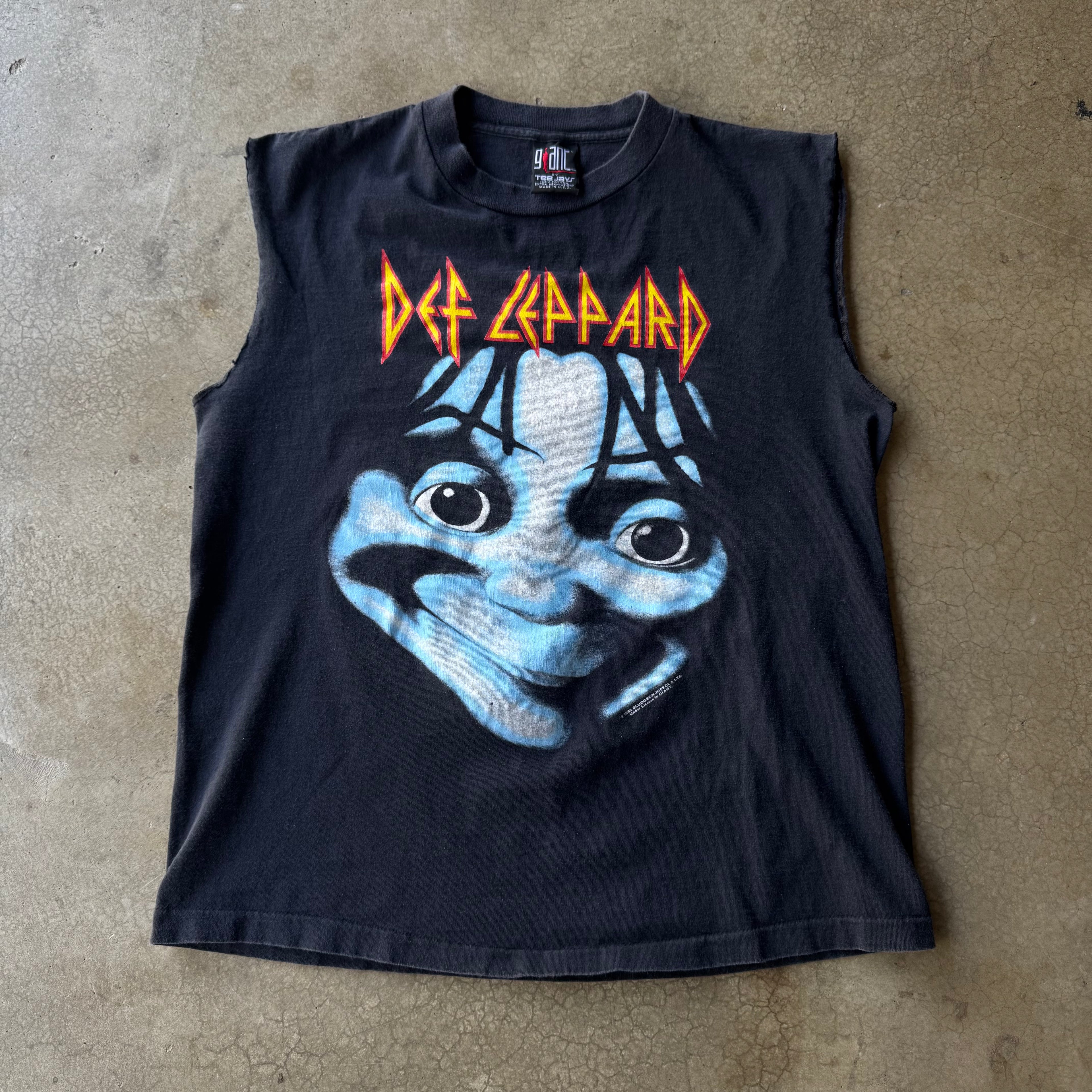 90S DEF LEAPARD CUT OFF BAND TEE - L