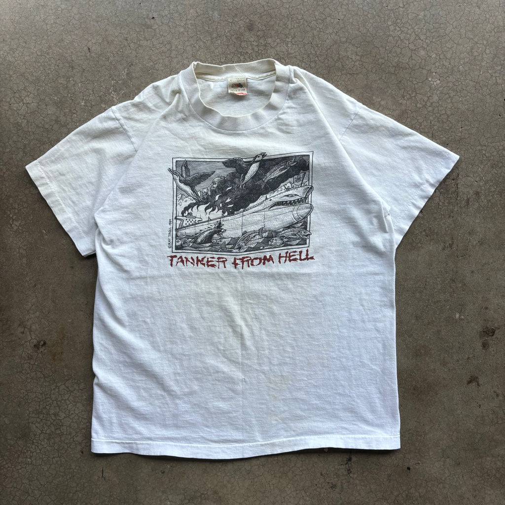 90s TANK RAY TROLL ART TEE - L