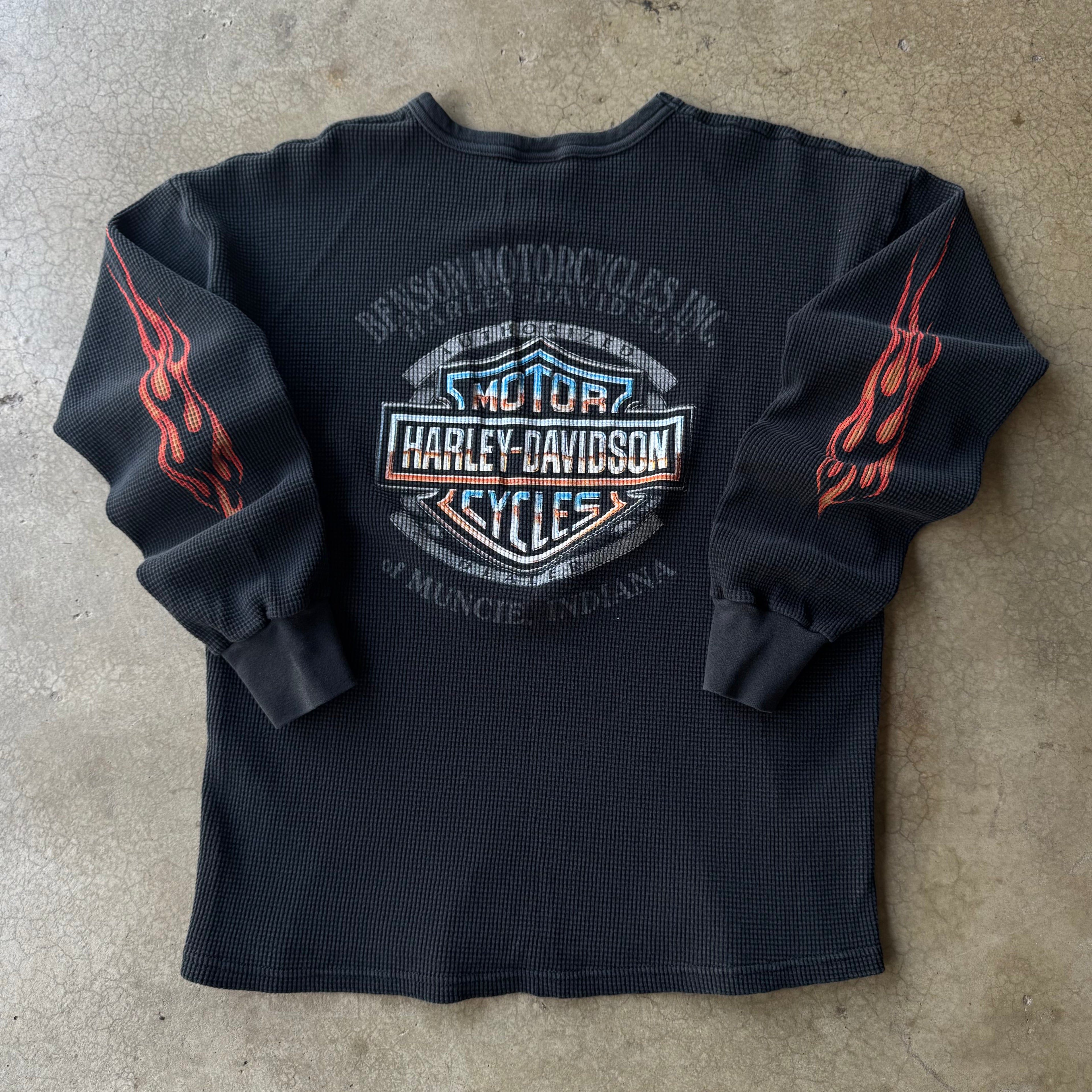 90S HARLEY DAVIDSON INDIANA FLAME LONG SLEEVE THERMAL - XL