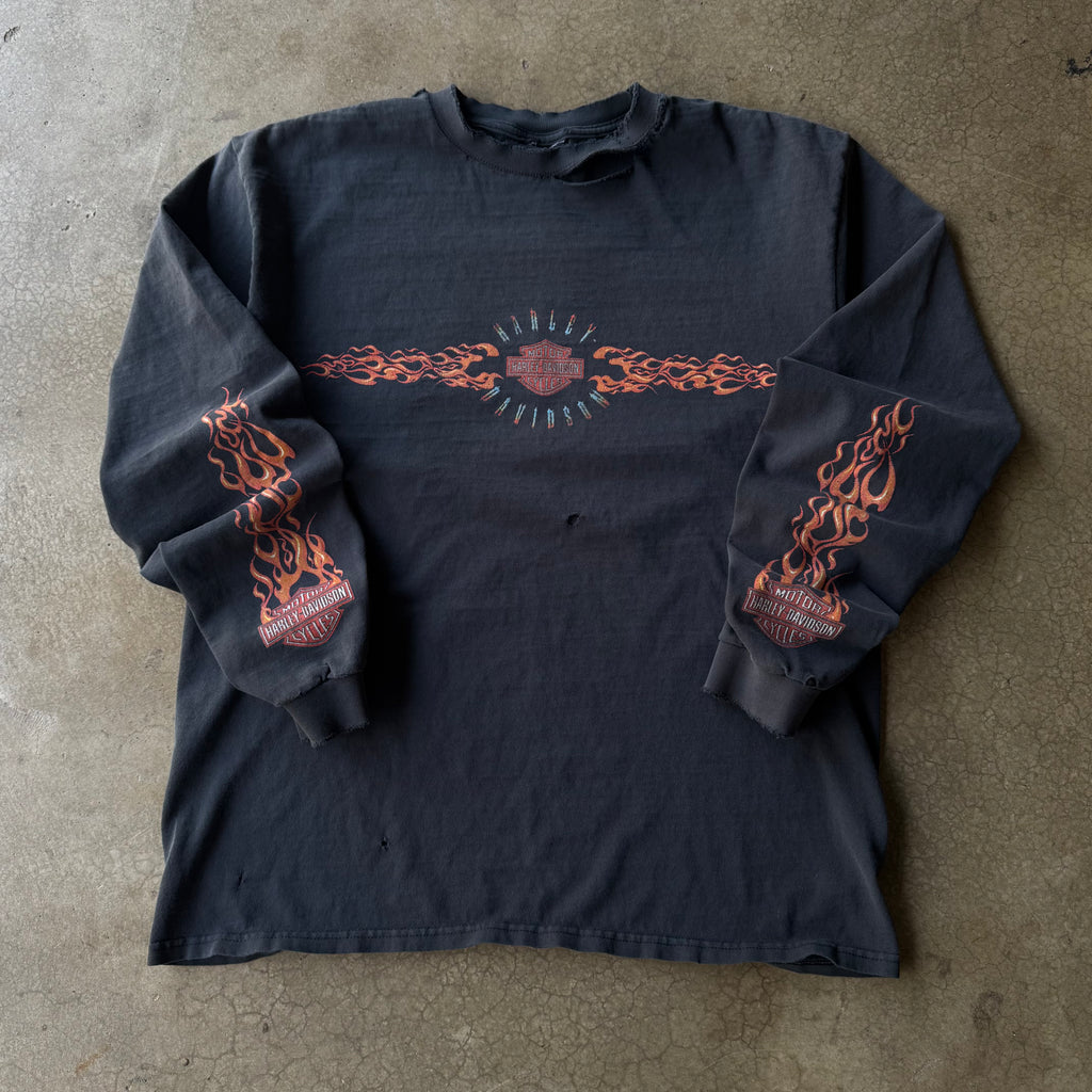 00S HARLEY DAVIDSON AZ FLAME LONG SLEEVE TEE - L
