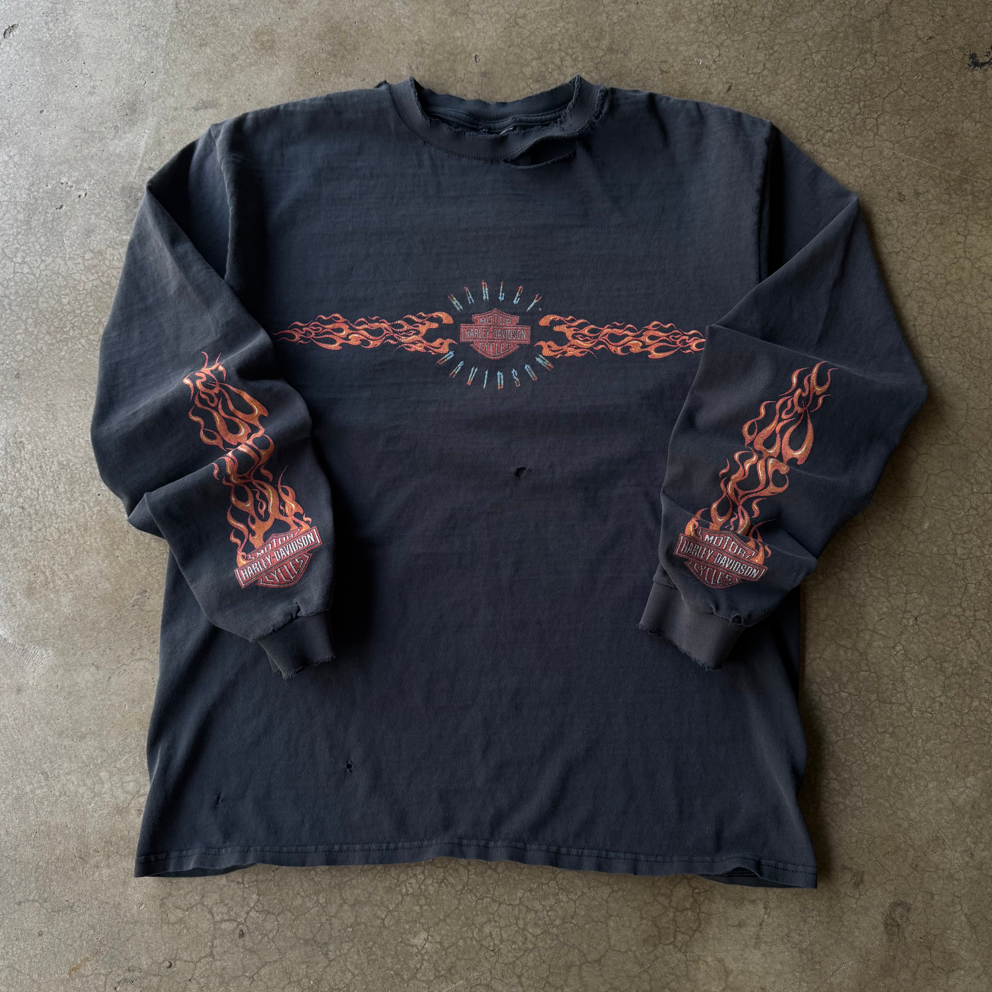 00S HARLEY DAVIDSON AZ FLAME LONG SLEEVE TEE - L