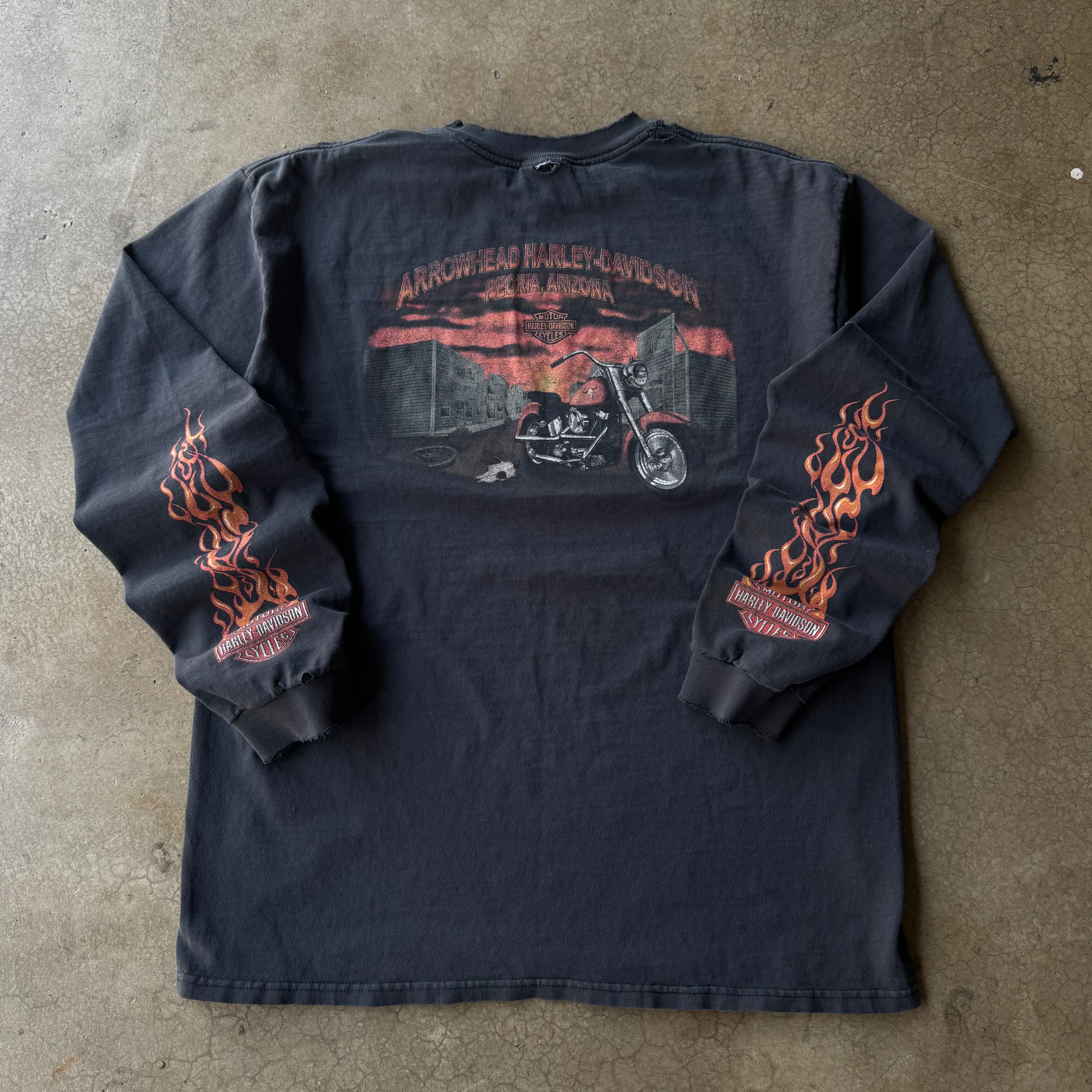 00S HARLEY DAVIDSON AZ FLAME LONG SLEEVE TEE - L