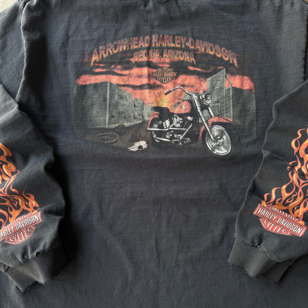 00S HARLEY DAVIDSON AZ FLAME LONG SLEEVE TEE - L