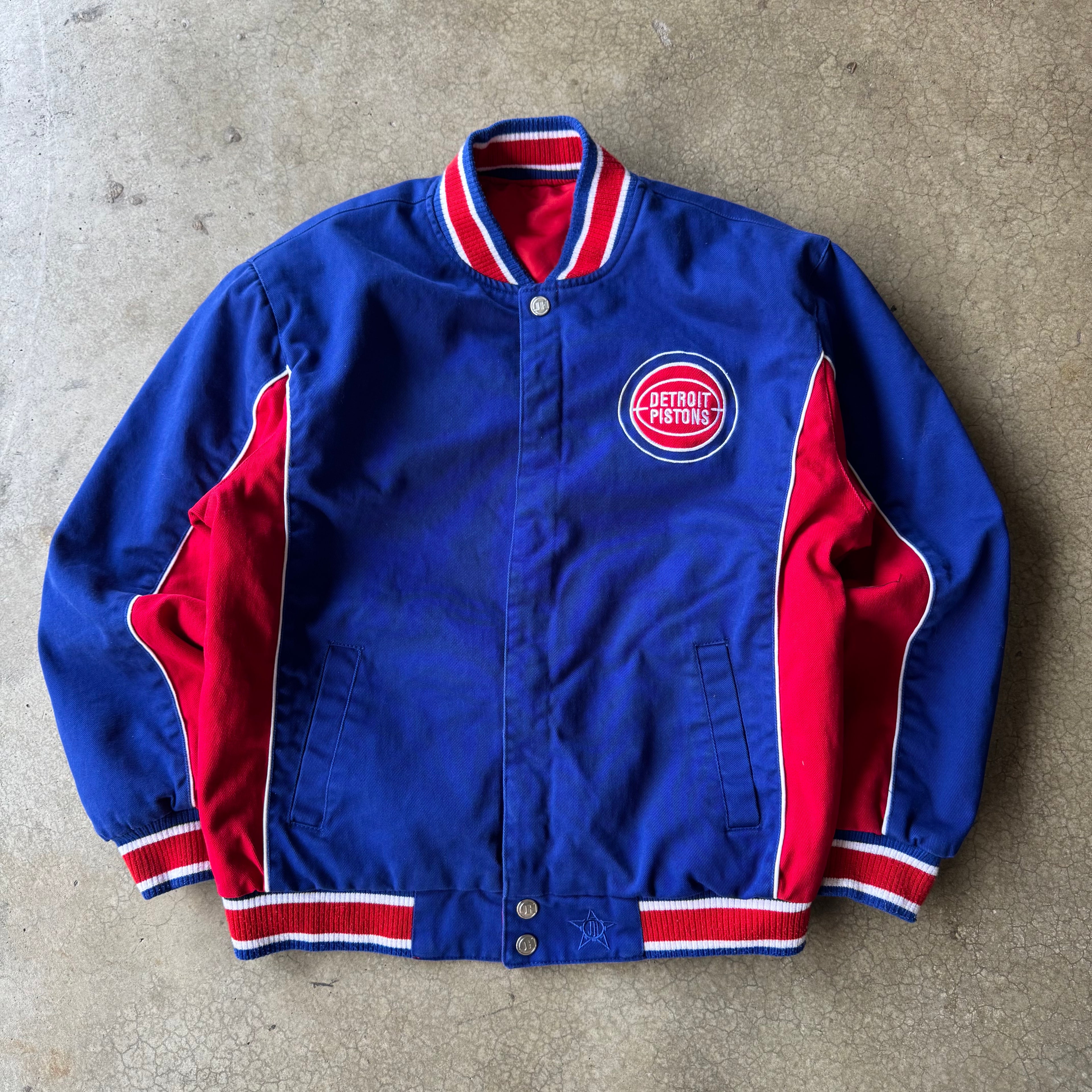 90s DETROIT PISTONS REVERSIBLE JACKET - L