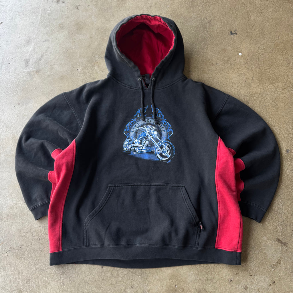 00s FIRE BREATHER TOP HEAVY BIKER HOODIE - L