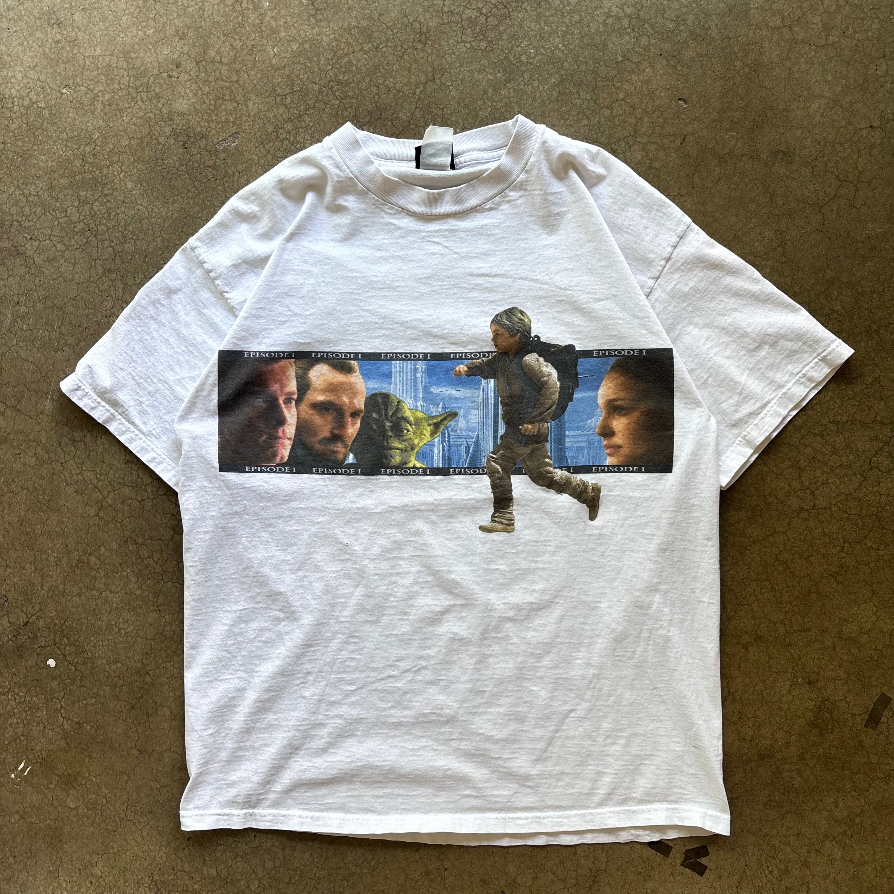 90s WHITE STAR WARS EPISODE 1 TEE - XL