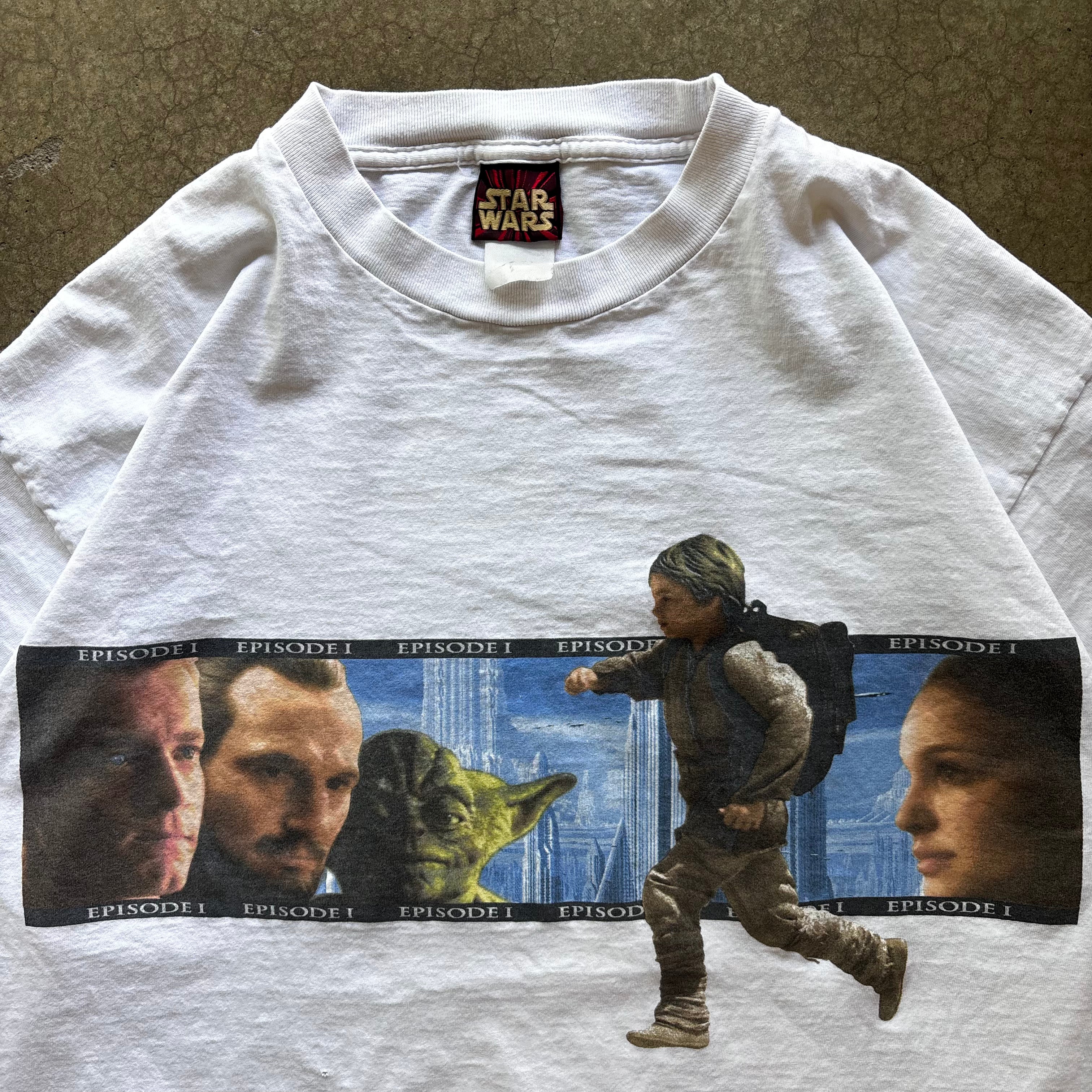 90s WHITE STAR WARS EPISODE 1 TEE - XL