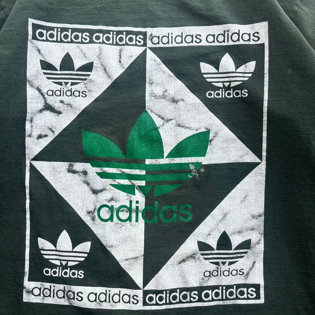 90s ADIDAS GREEN LONGSLEEVE TEE - XL