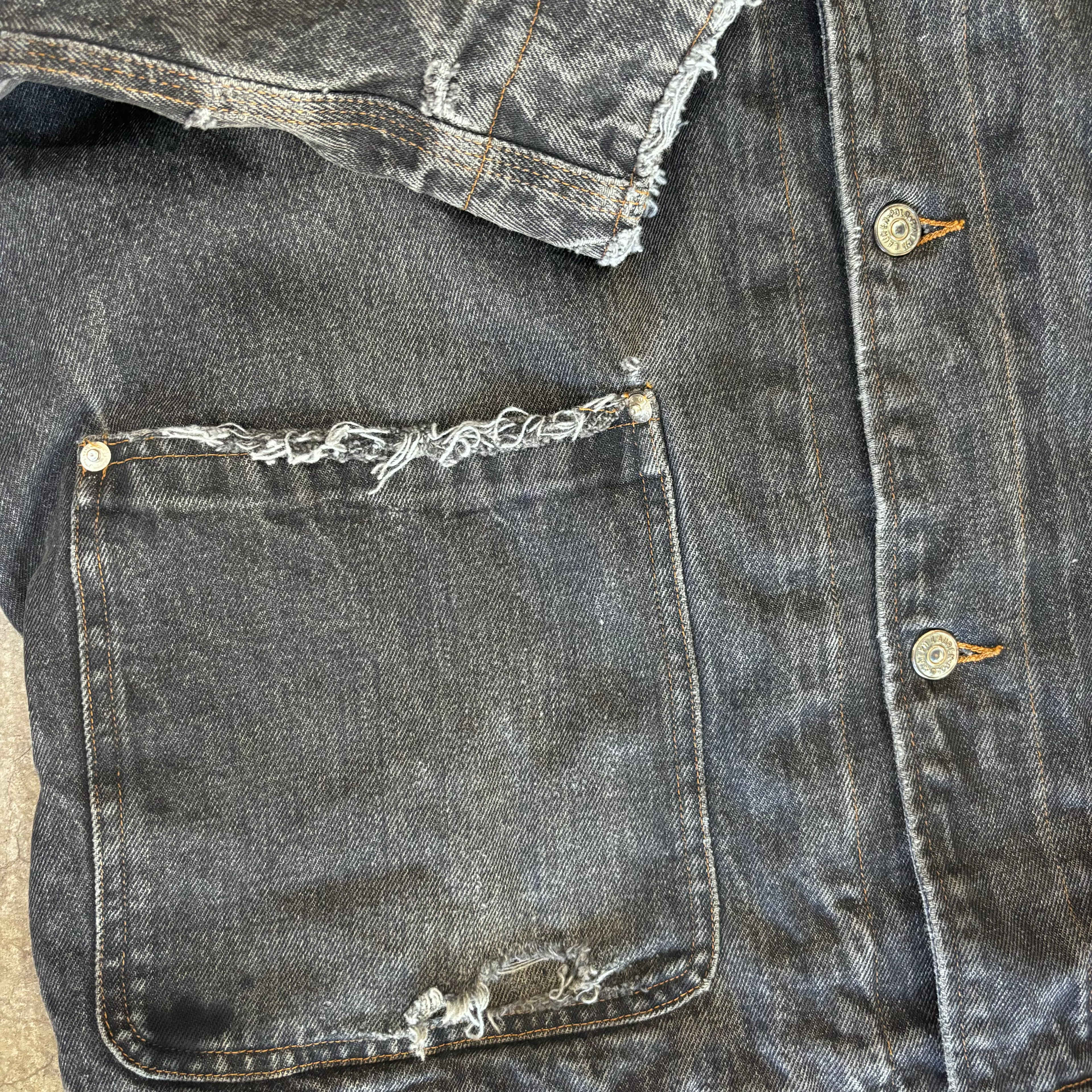 90s BLACK DENIM POLO COUNTRY CHORE COAT - L