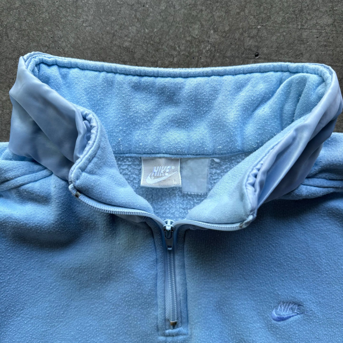 VINTAGE BABY BLUE NIKE QUARTER ZIP -  L