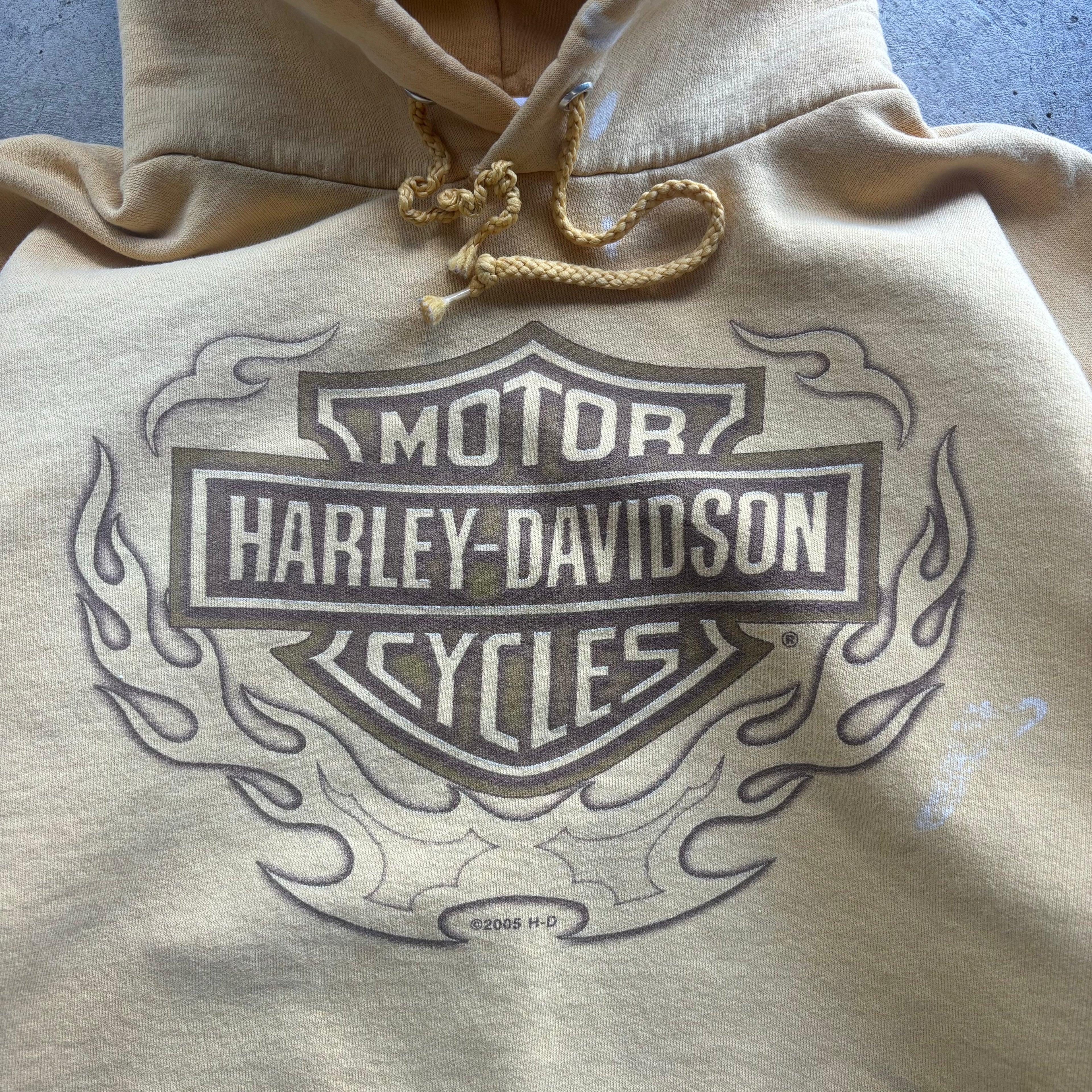 00s HARLEY DAVIDSON YELLOW HOODIE - M