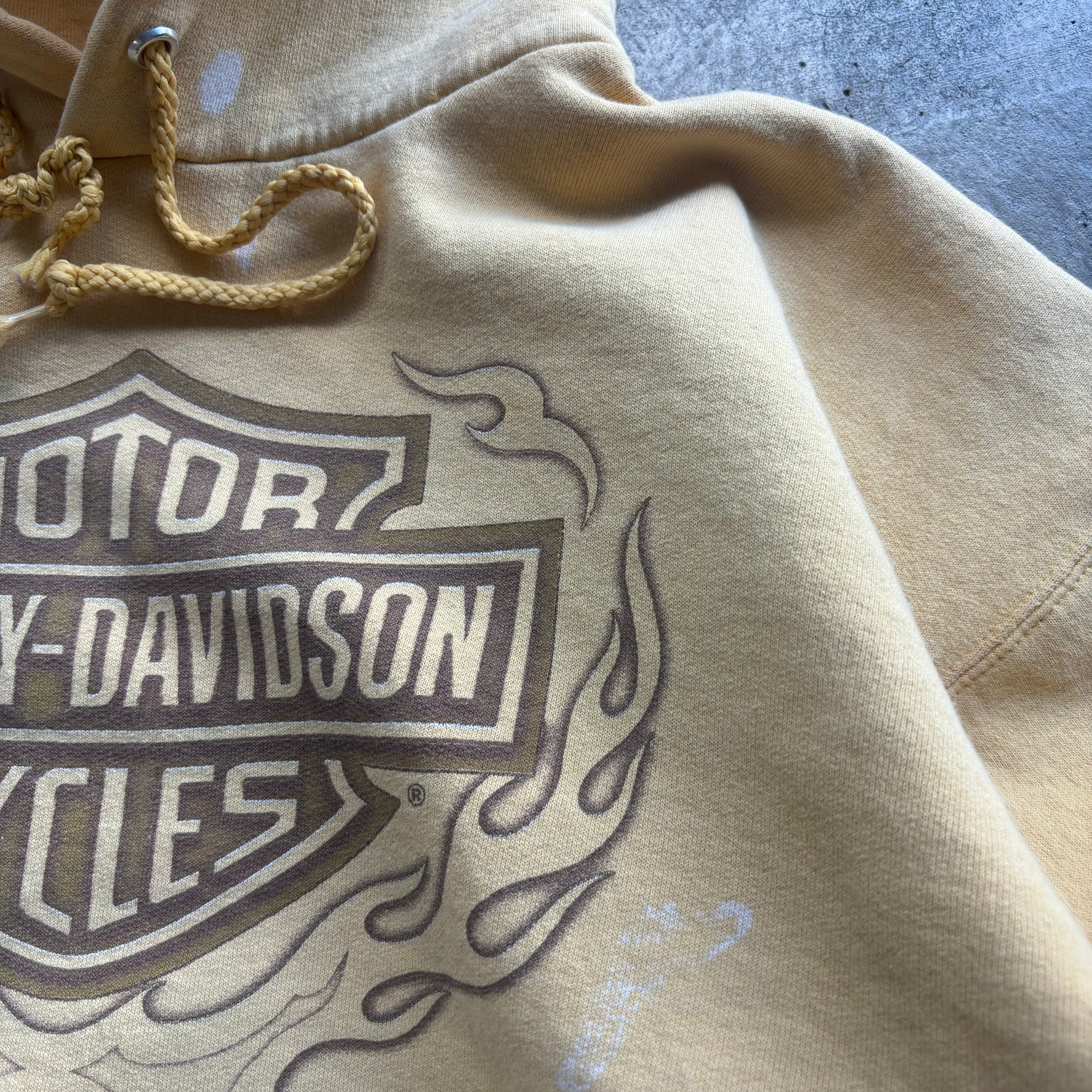 00s HARLEY DAVIDSON YELLOW HOODIE - M