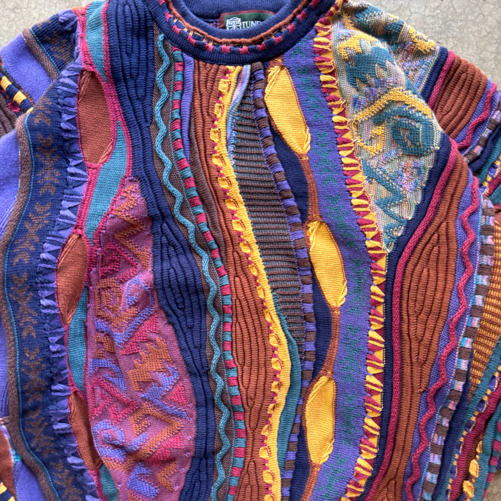 90s TUNDRA 3D KNIT SWEATER - L