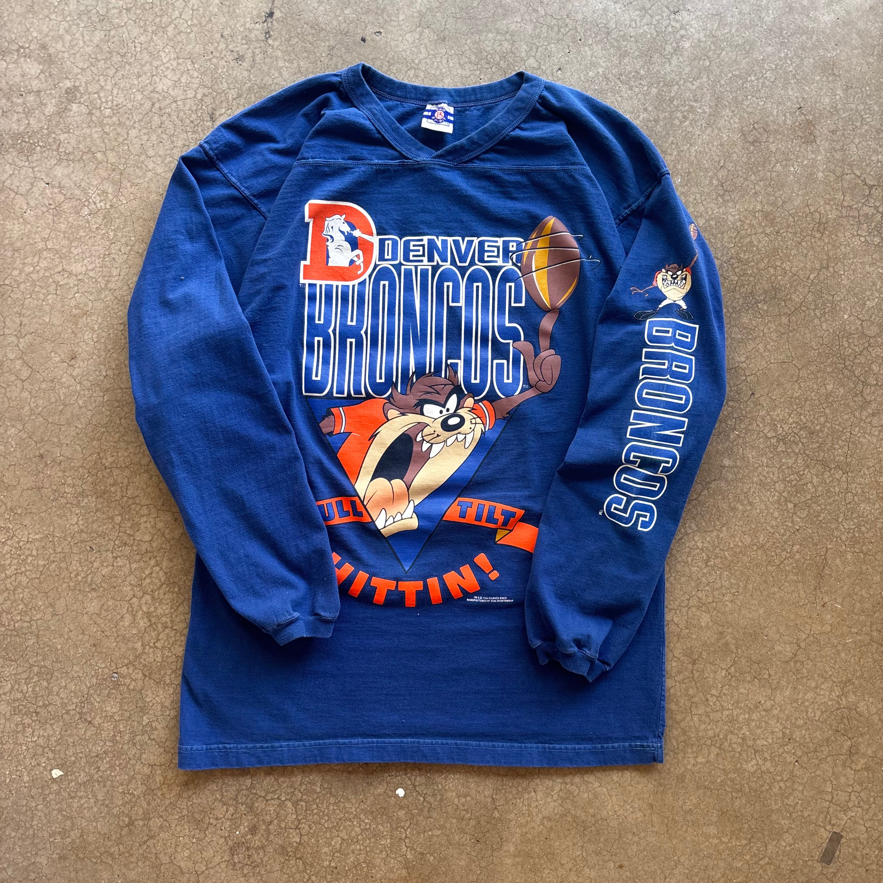 90s TAZ DENVER BRONCOS LONGSLEEVE - L