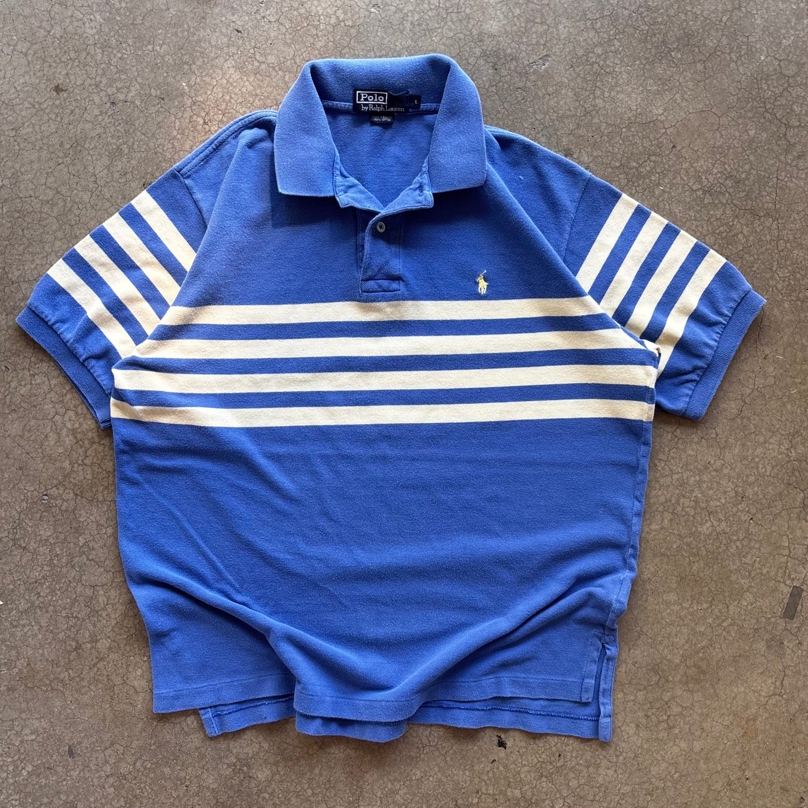90s POLO RALPH LAUREN TEAL AND CREAM - L