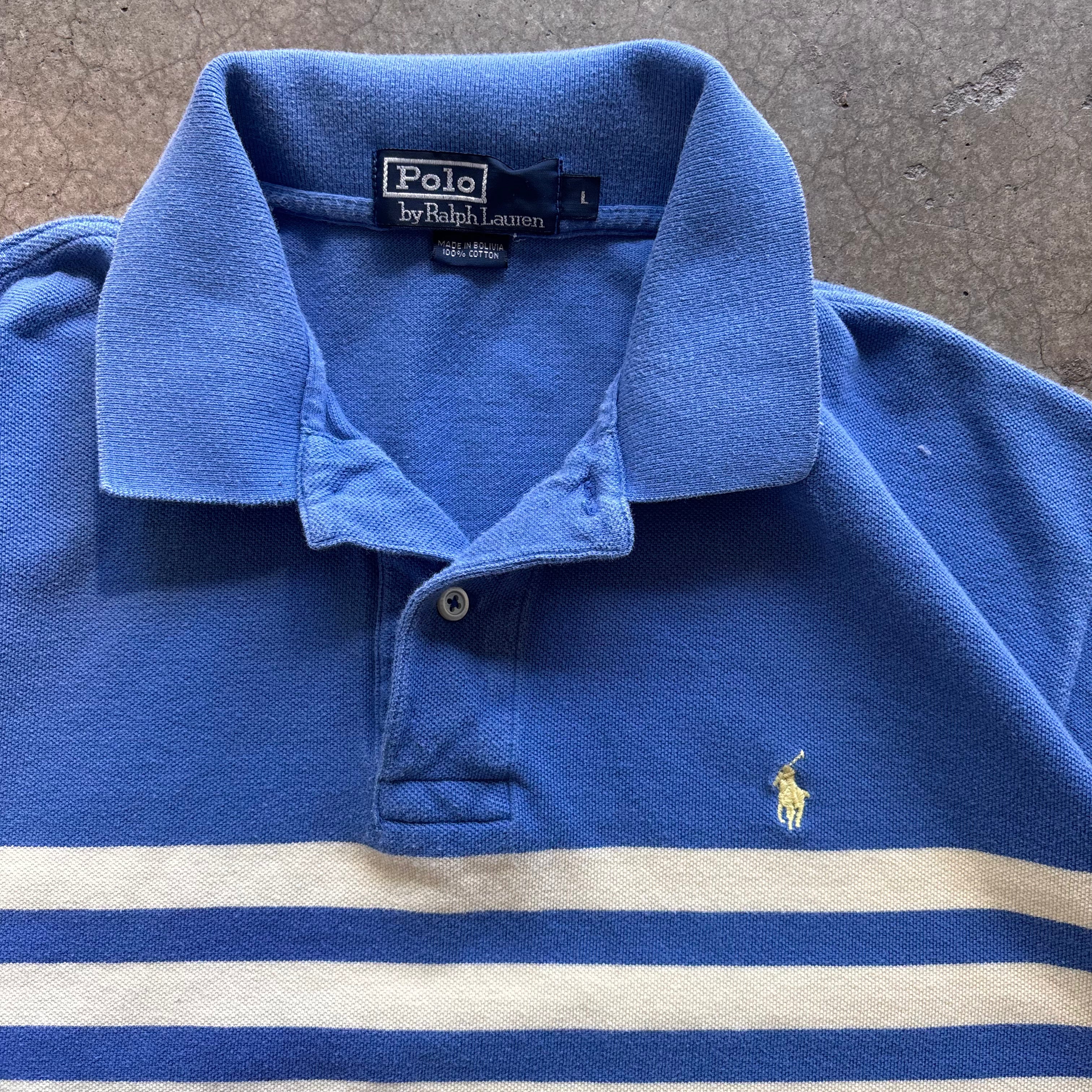 90s POLO RALPH LAUREN TEAL AND CREAM - L