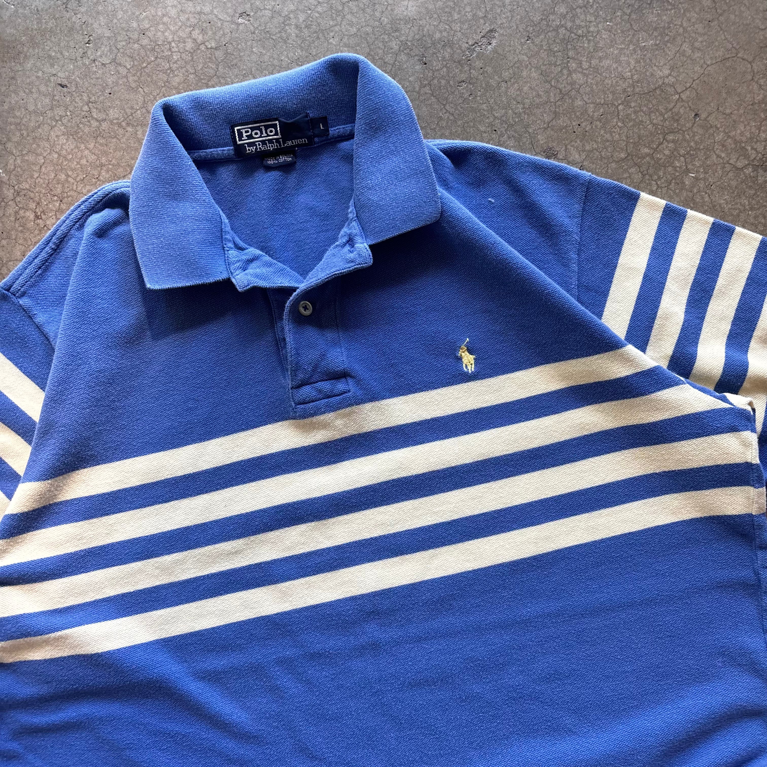 90s POLO RALPH LAUREN TEAL AND CREAM - L