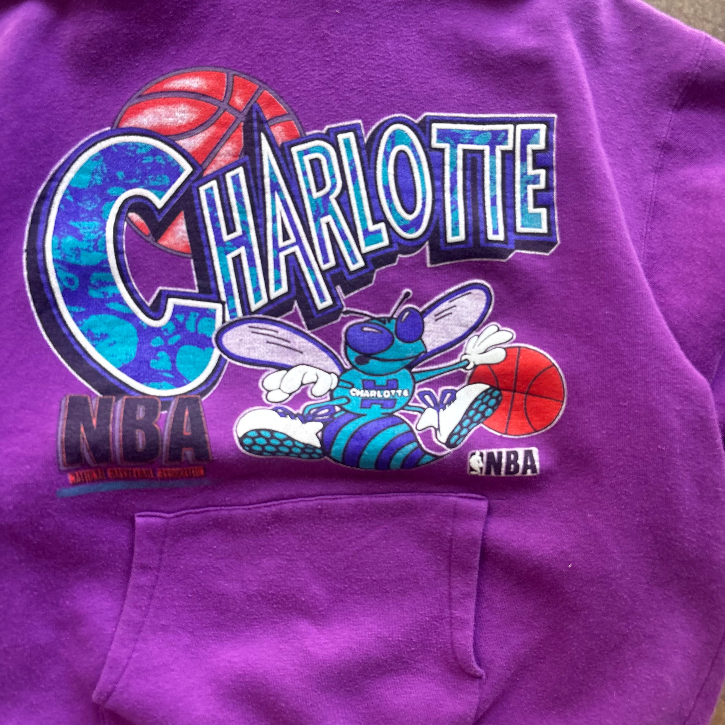 90s CHARLOTTE HORNETS HOODIE- M