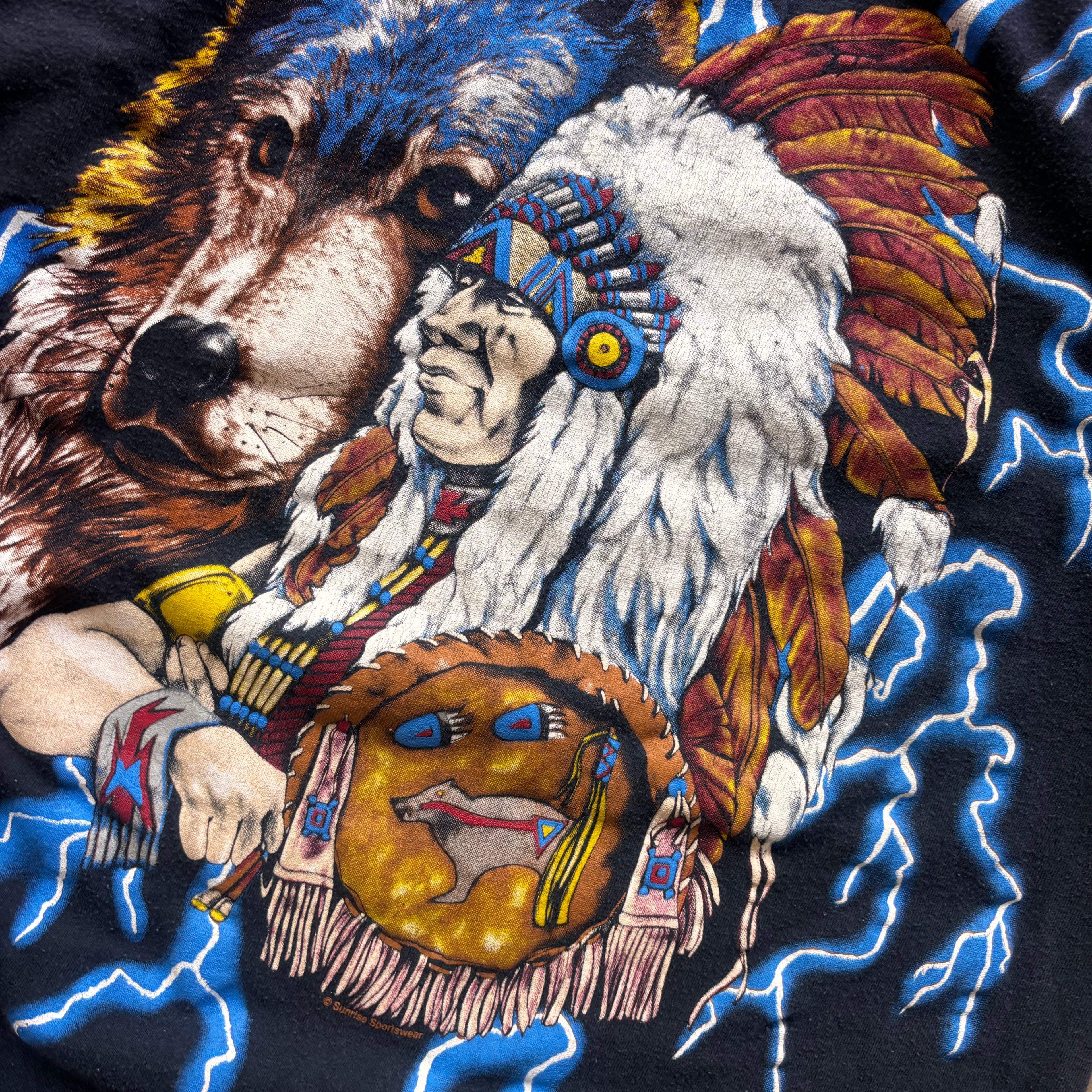 90s AMERICAN THUNDER NATIVE AMERICAN WOLF - L