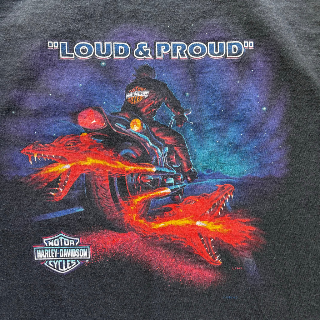 90s HARLEY LOUD AND PROUD CUT OFF TEE - XL