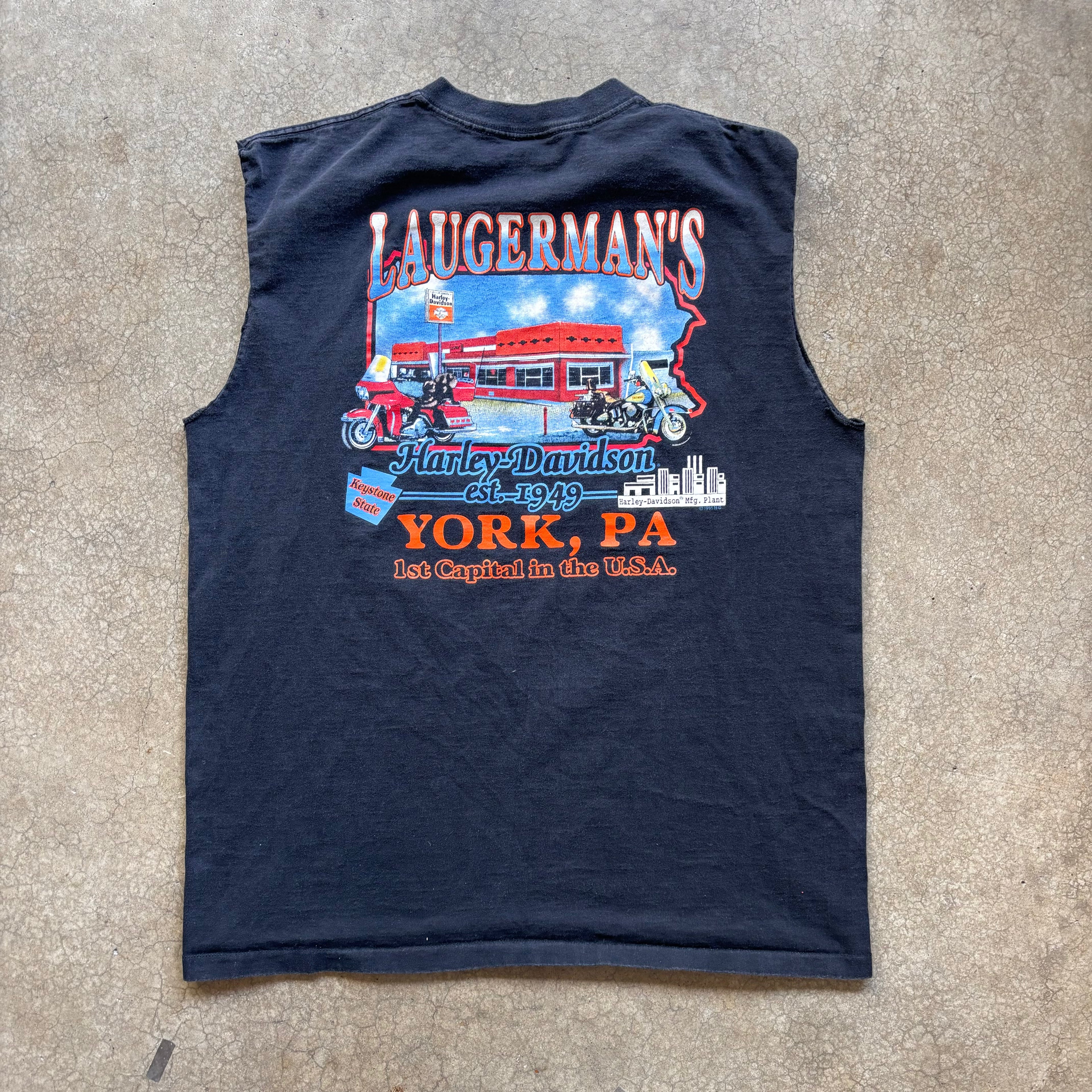 90s HARLEY LOUD AND PROUD CUT OFF TEE - XL